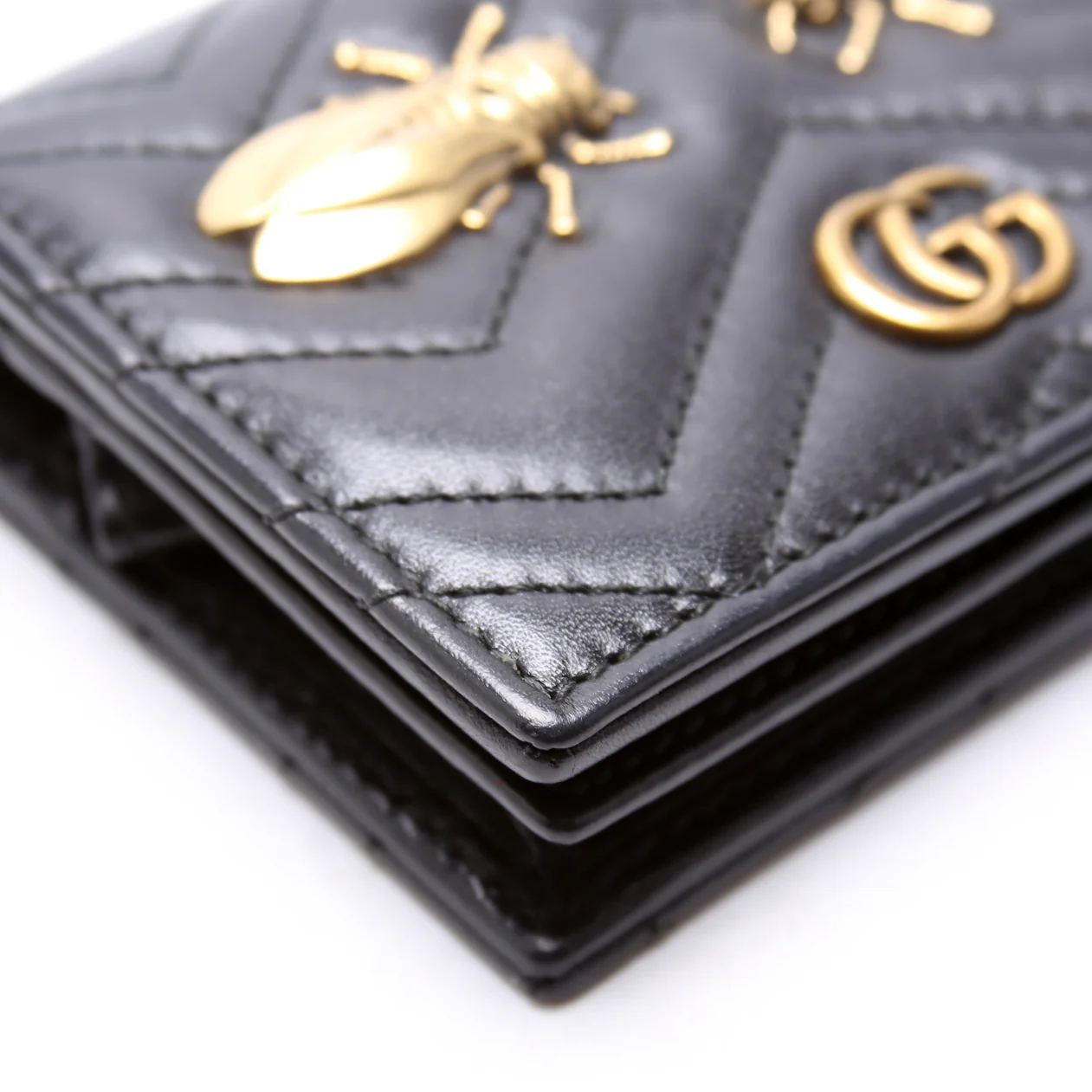 466492 GG Marmont Cicada Studs Card Case Black - Image 5