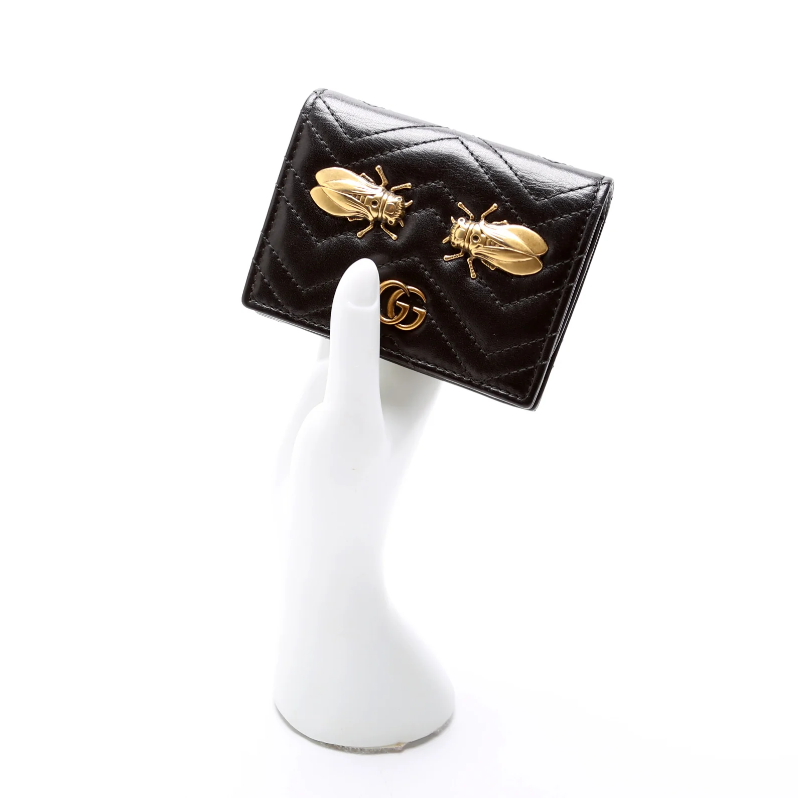 466492 GG Marmont Cicada Studs Card Case Black - Image 9