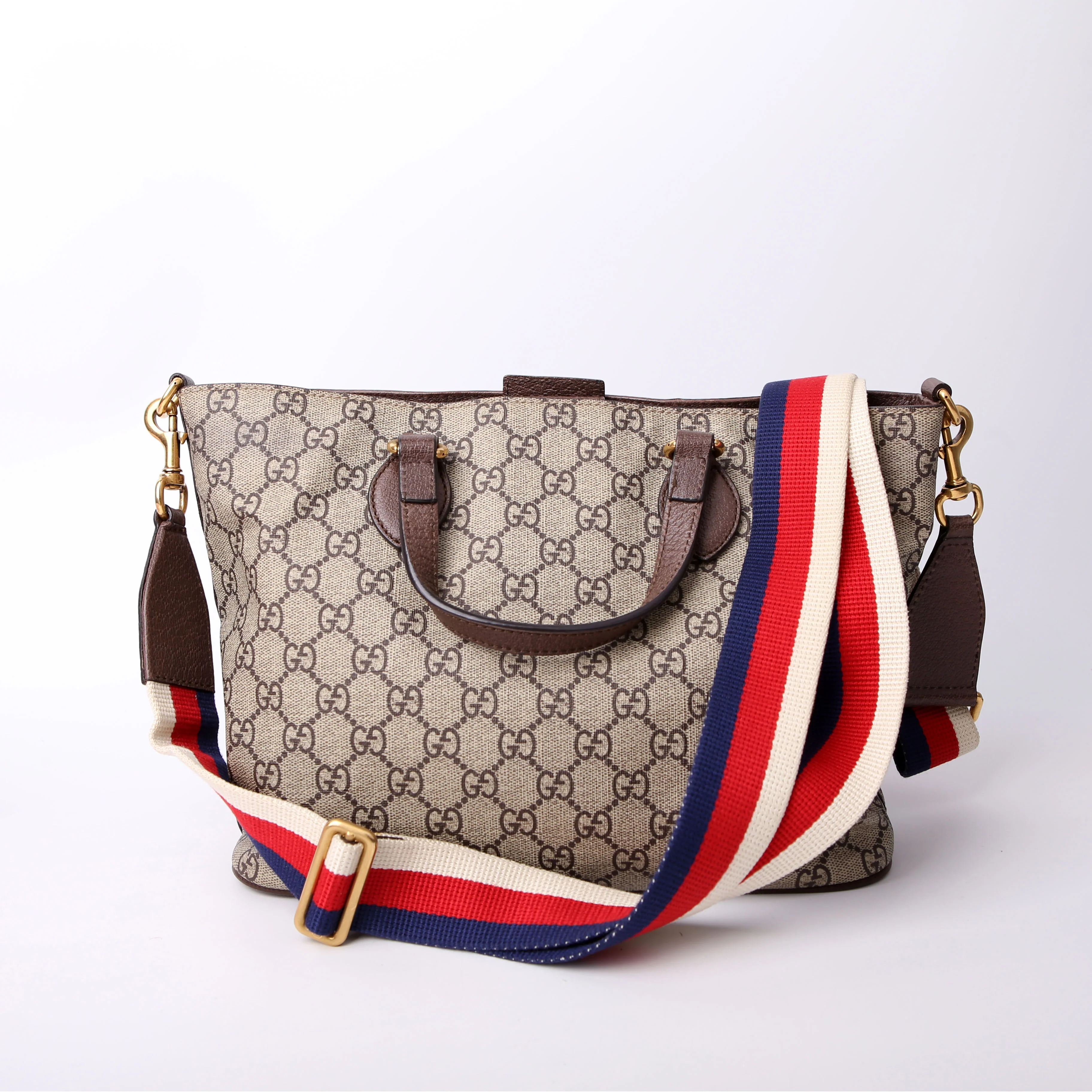 473887 GG Supreme Small Tote Mystic Cat Brown/Red - Image 3