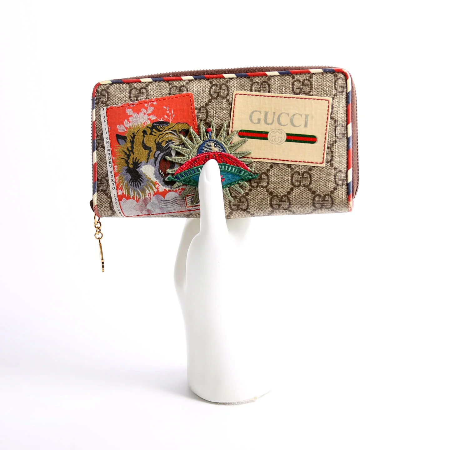 473909 GG Supreme Courrier Embossed UFP Zip Around Wallet Beige/Multicolor - Image 12