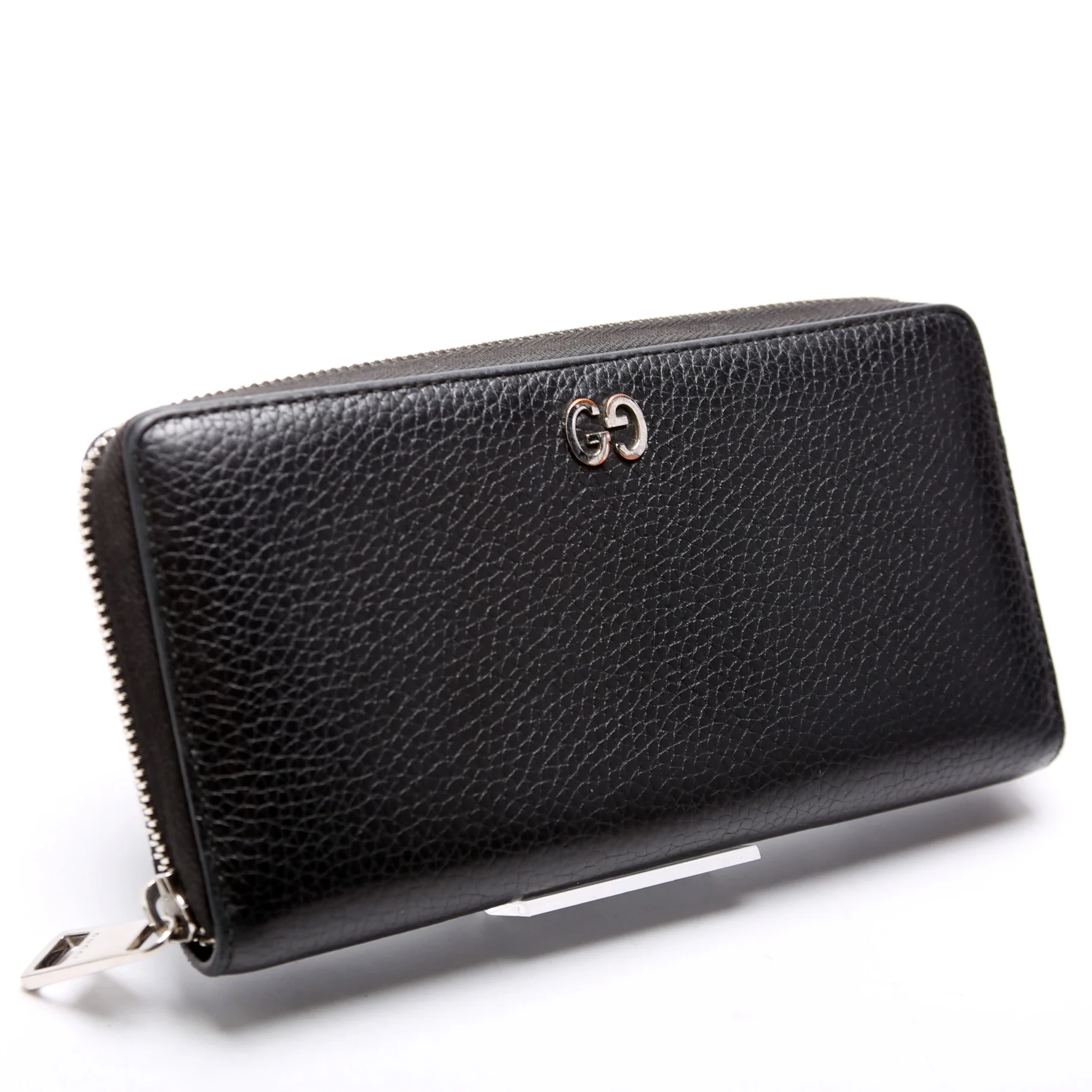 473928 Leather Zip Around Wallet Black