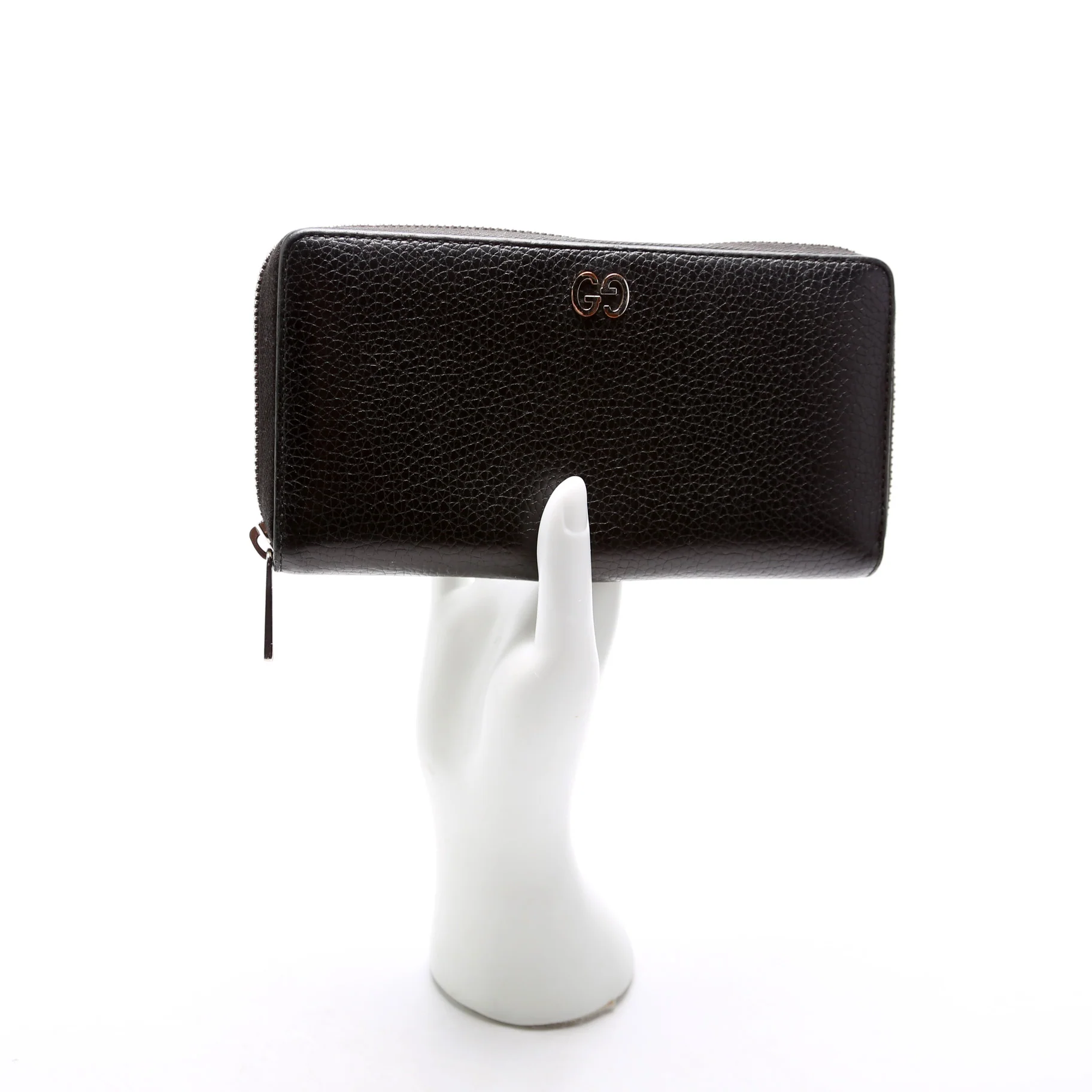 473928 Leather Zip Around Wallet Black - Image 8