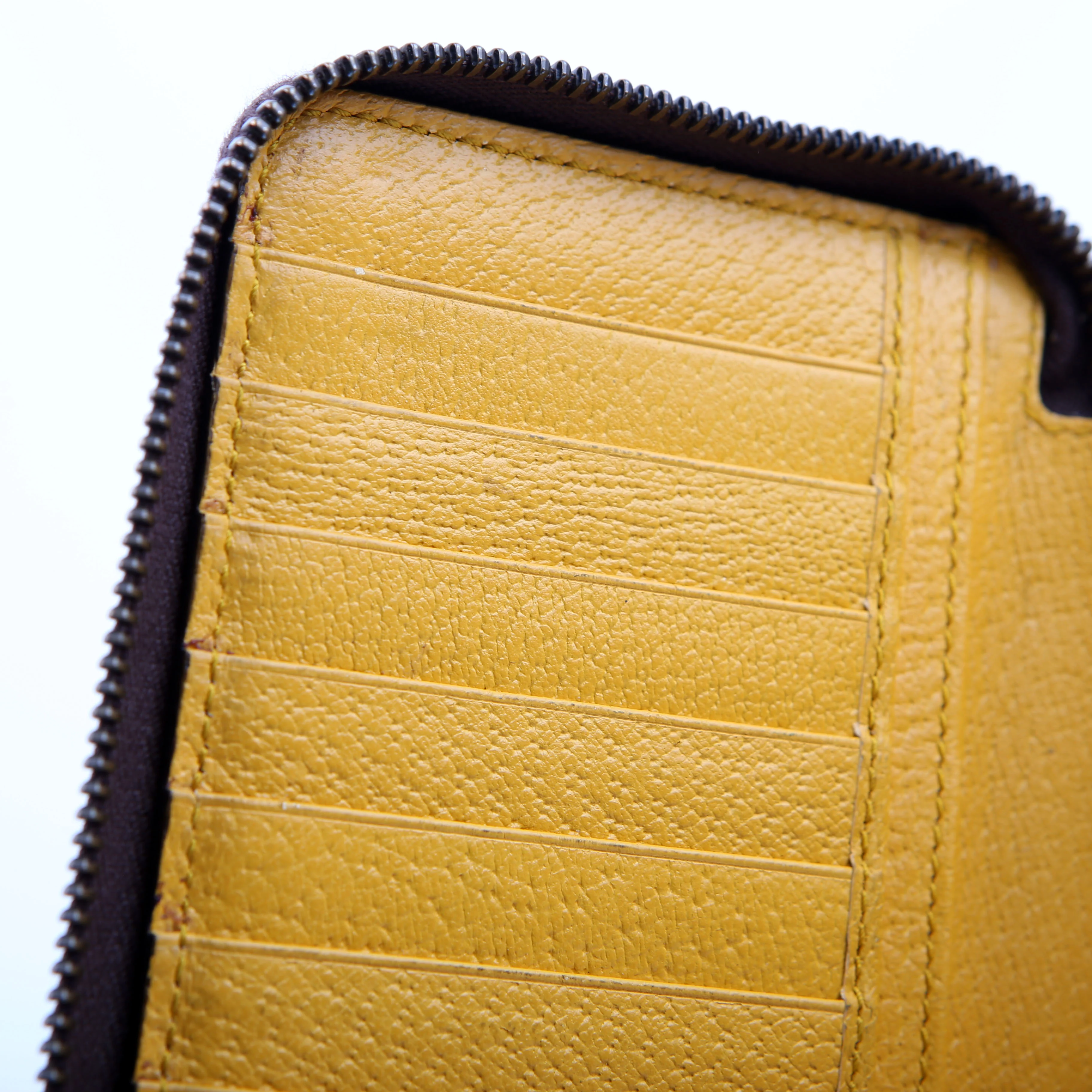 473953 Neo Vintage Zip Around Wallet Brown/Yellow - Image 12