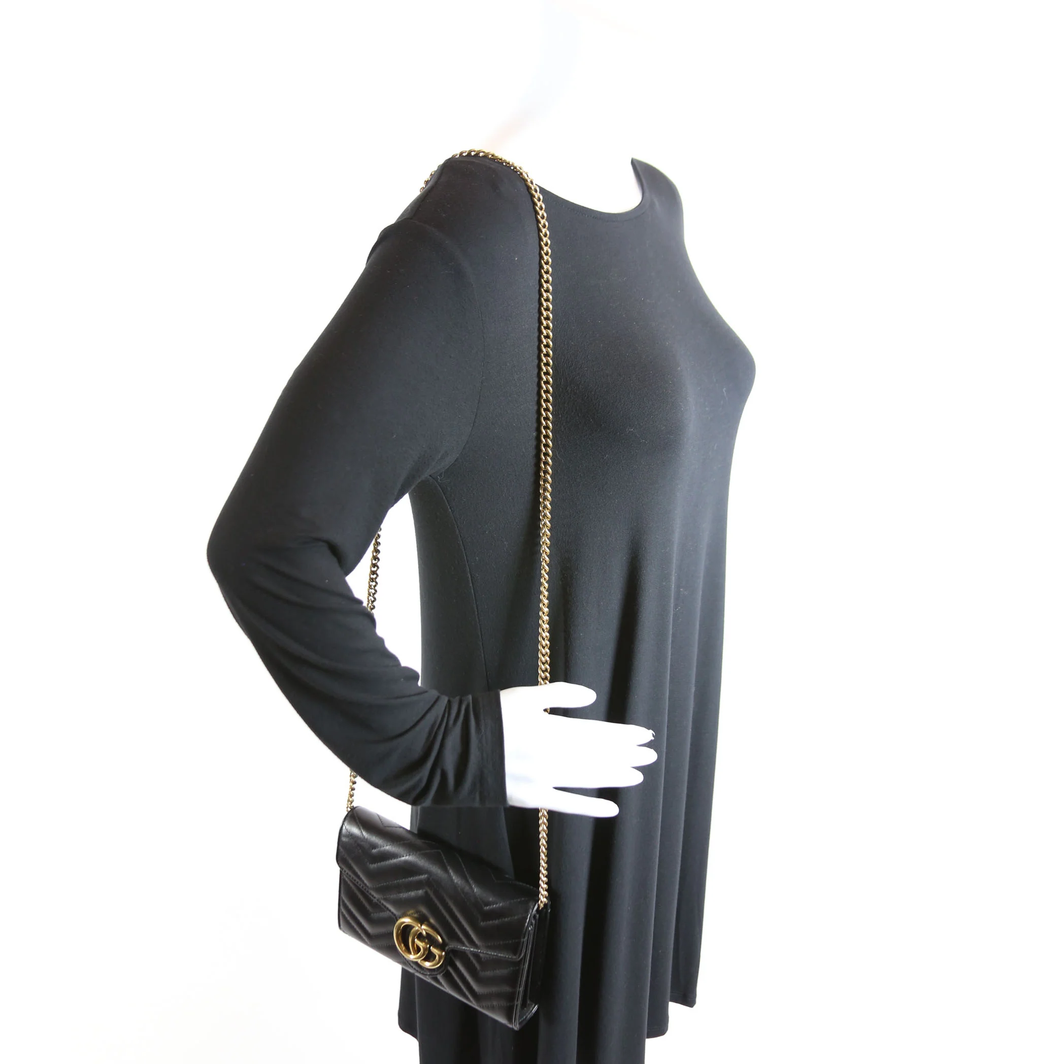 474575 Marmont Chain Wallet Black - Image 9