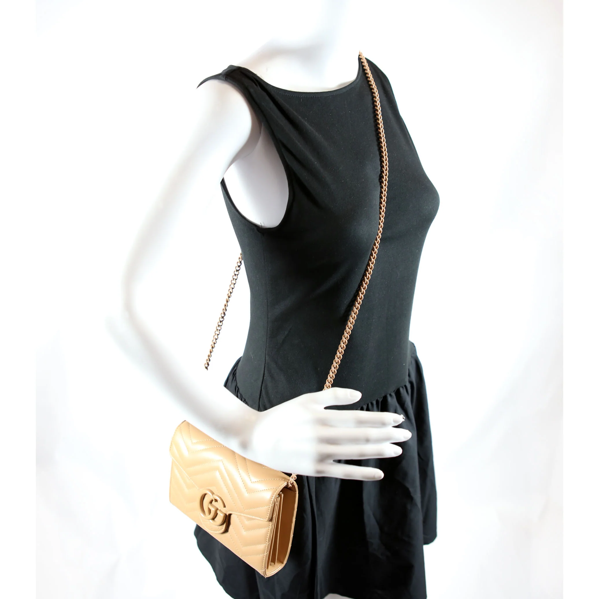 474575 Marmont Monochrome Chain Wallet Tan - Image 10