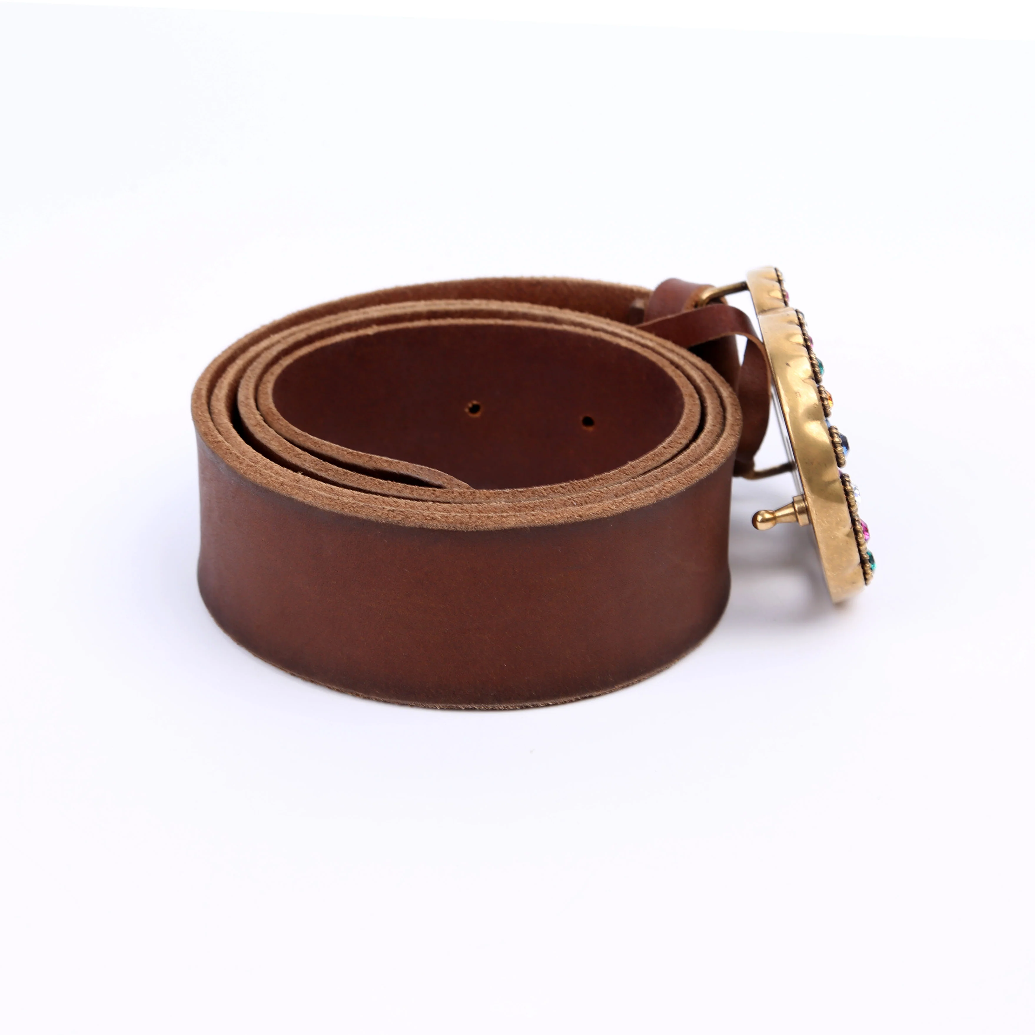 476341 Crystal GG Leather Belt Size 95/38 Brown - Image 4