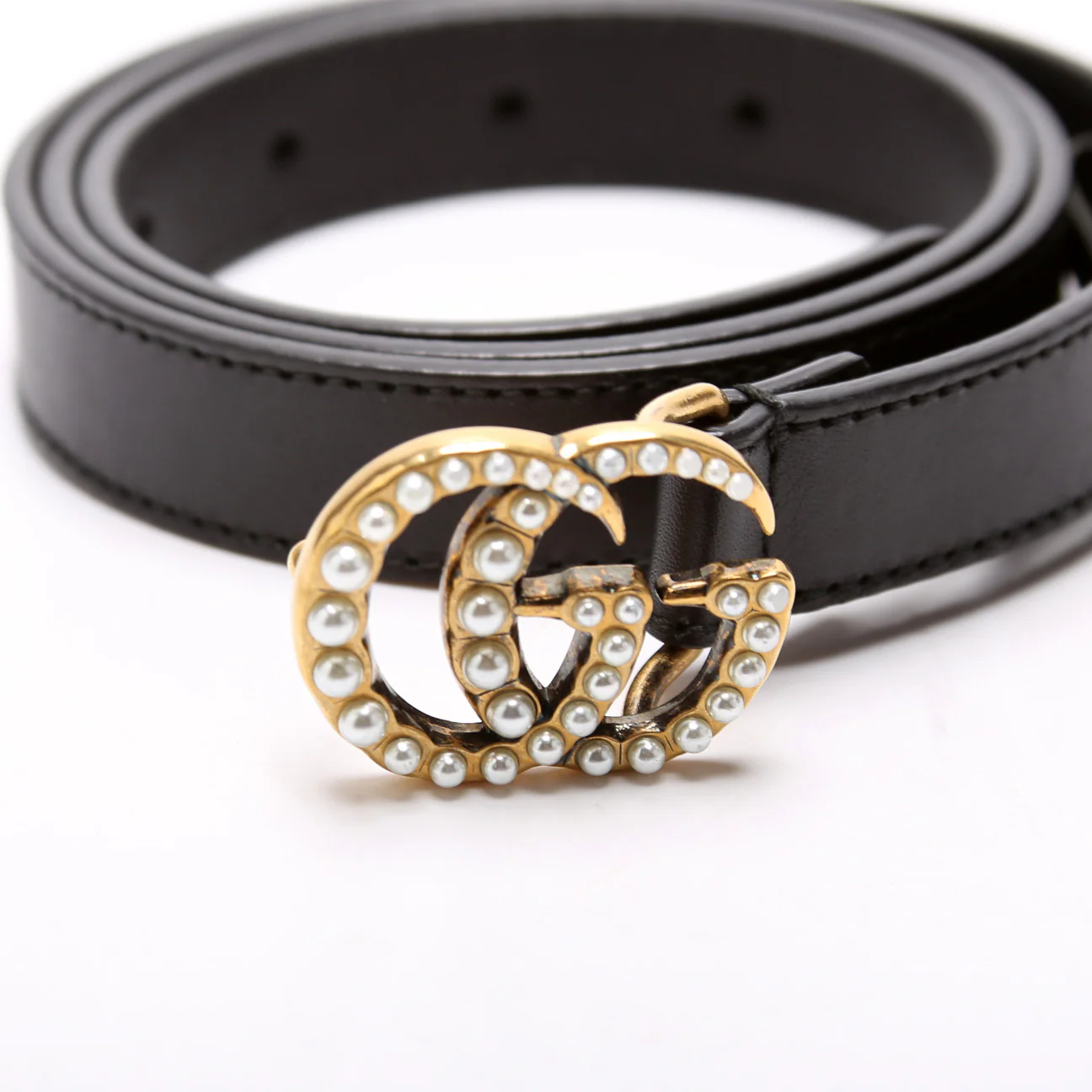 476342 GG Marmont Pearly Belt Size 80/32 Black - Image 5