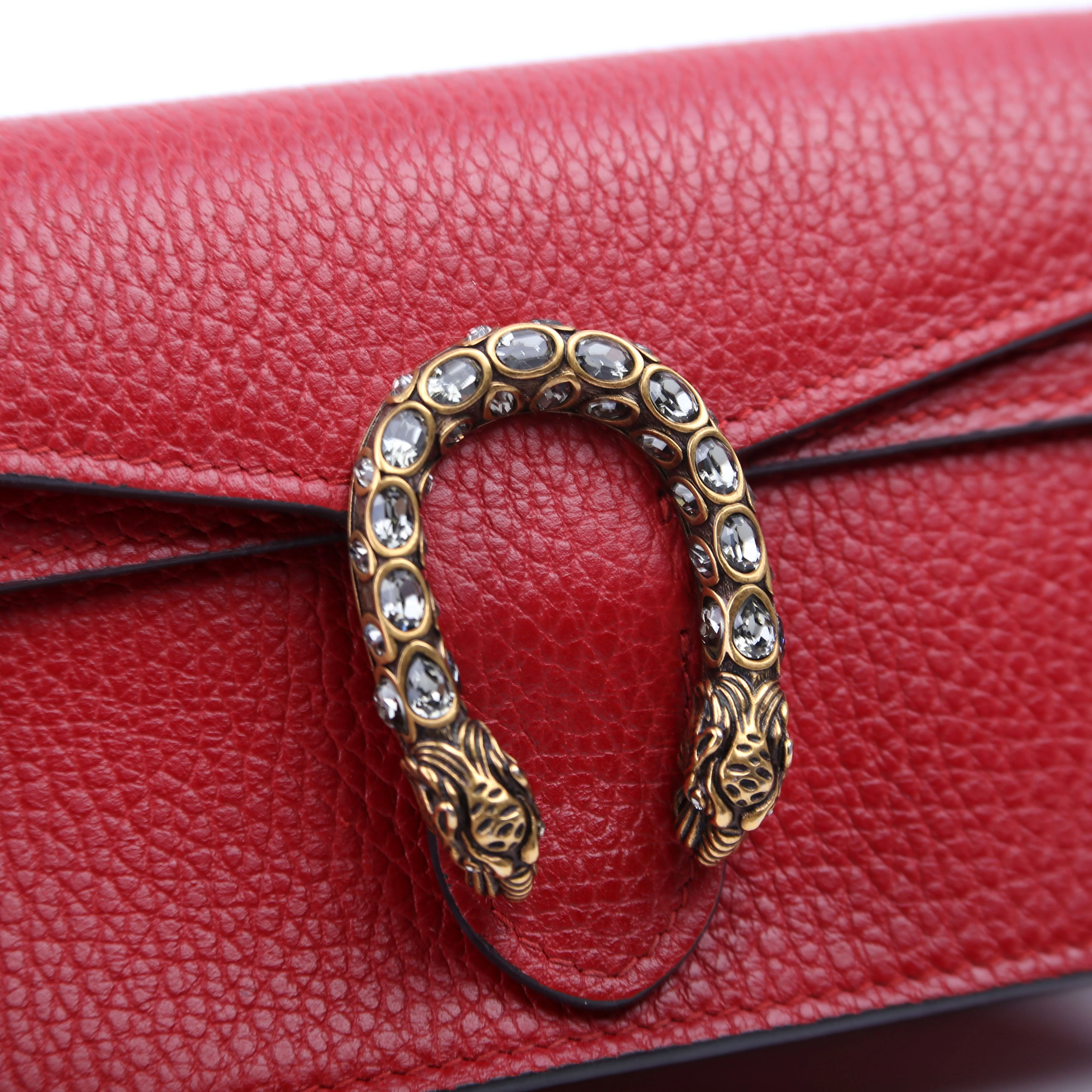 476432 Dionysus Leather Super Mini Red - Image 8