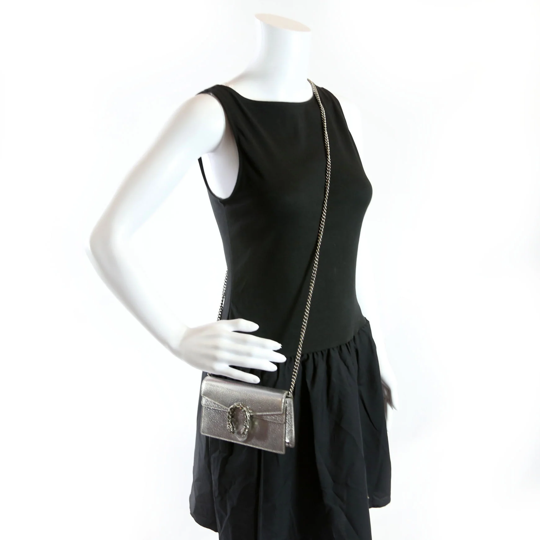476432 Dionysus Metallic Leather Super Mini Silver - Image 12