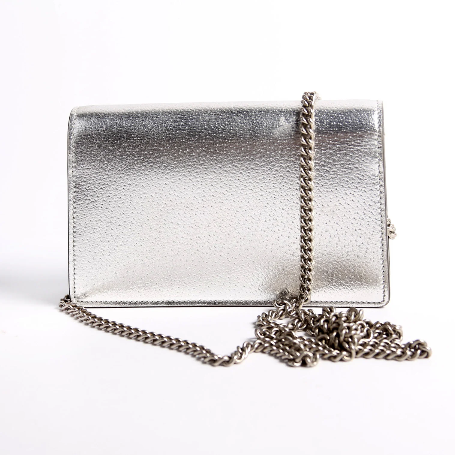476432 Dionysus Metallic Leather Super Mini Silver - Image 2