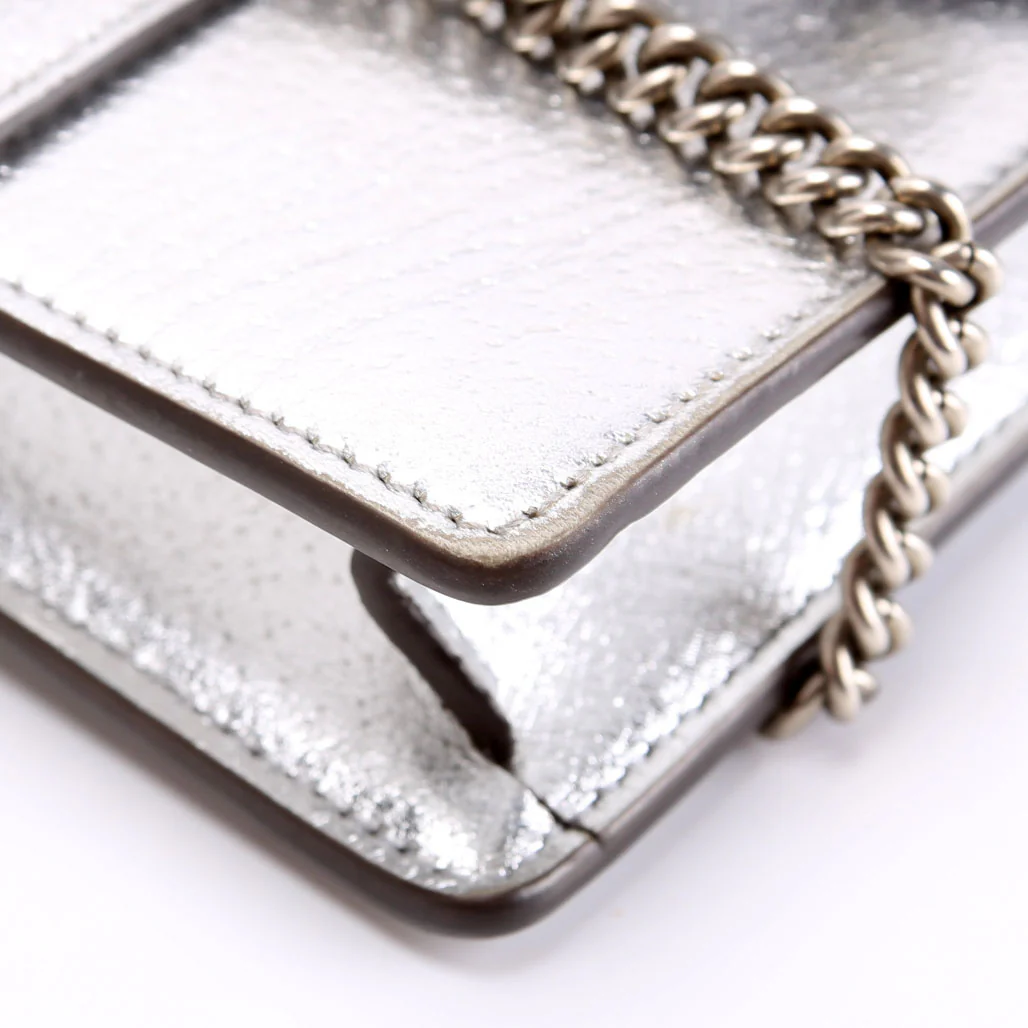476432 Dionysus Metallic Leather Super Mini Silver - Image 5