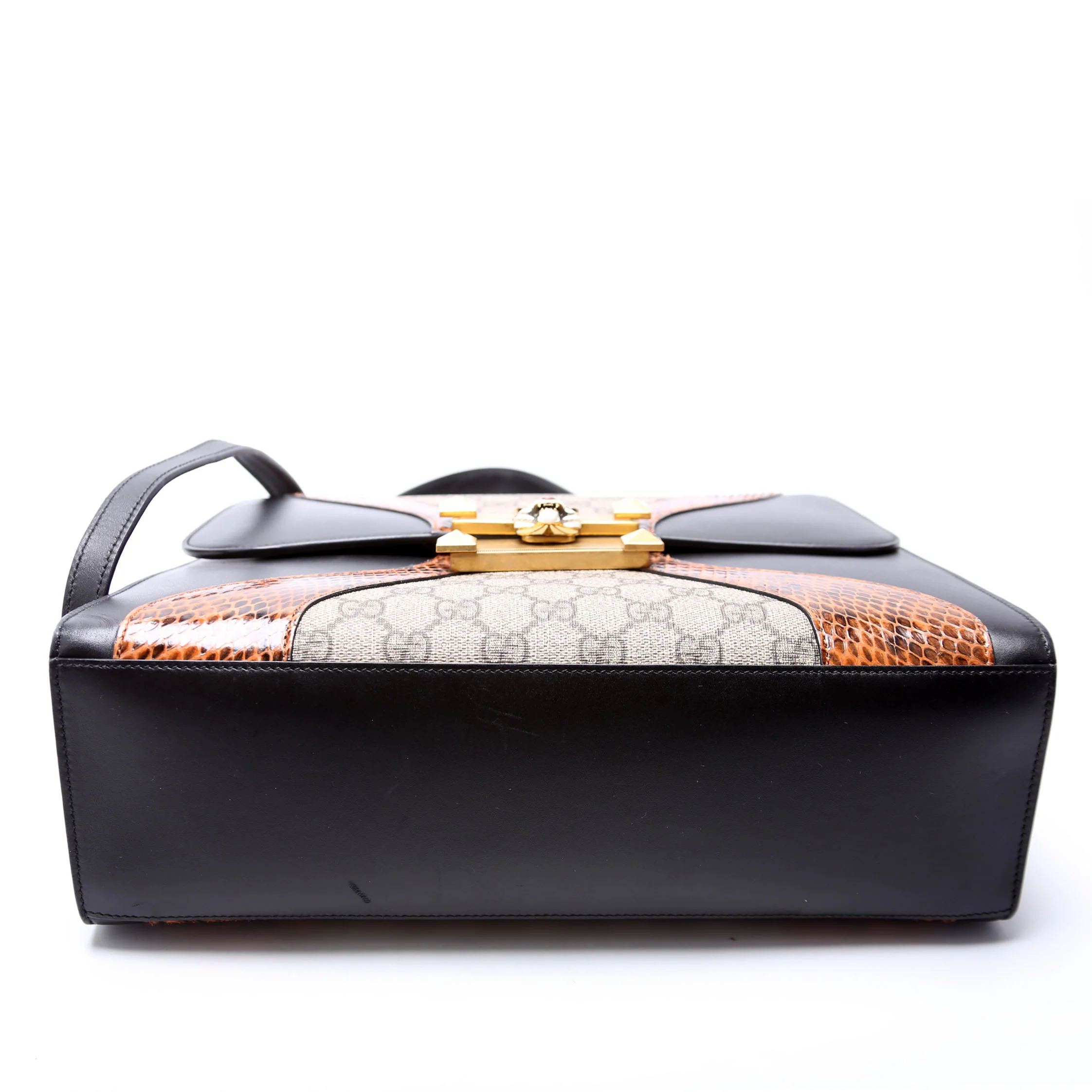 476435 GG Supreme/Snakeskin Osiride Medium Top Handle Bag Black/Beige - Image 4