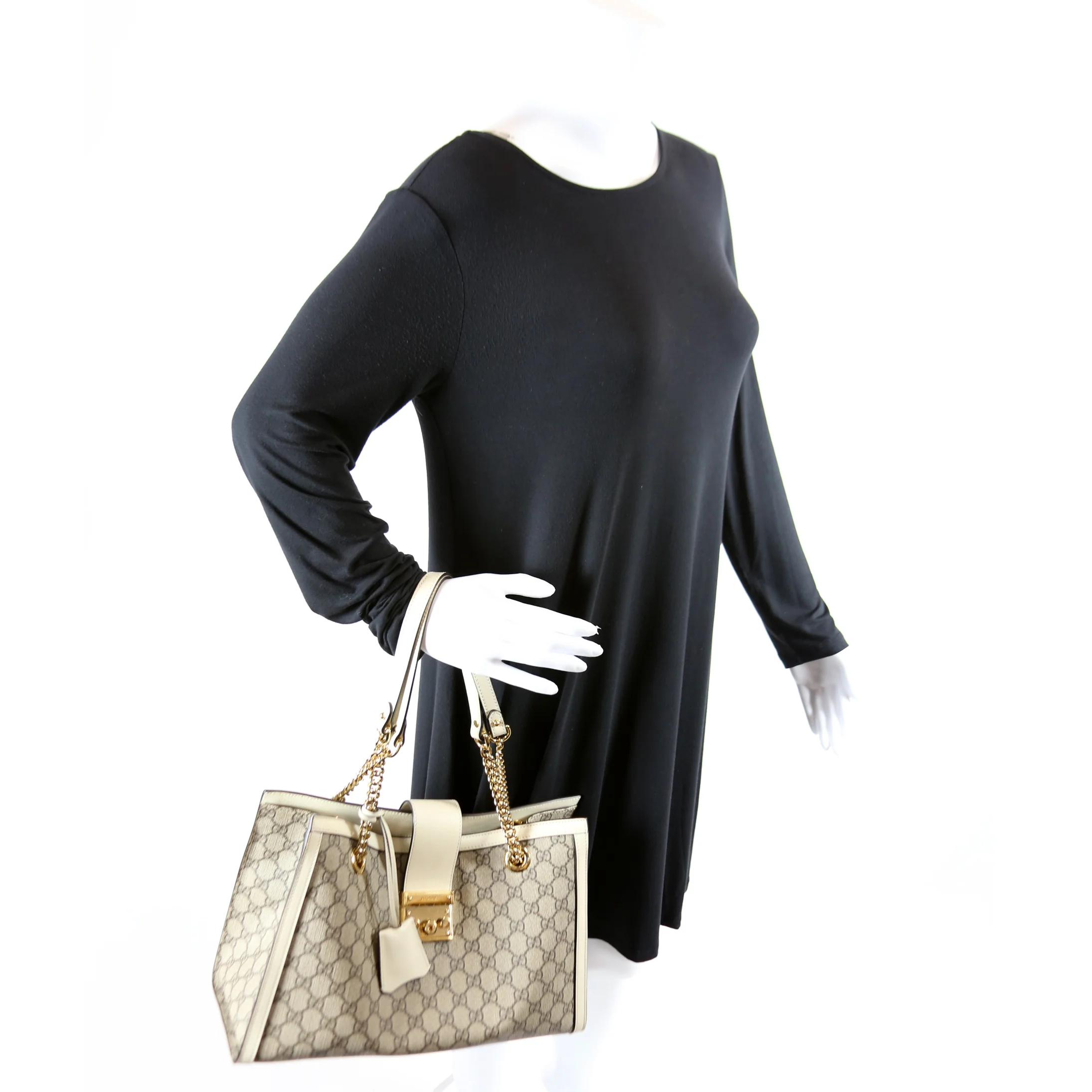 479197 Padlock GG Bees Shoulder Medium Cream - Image 11