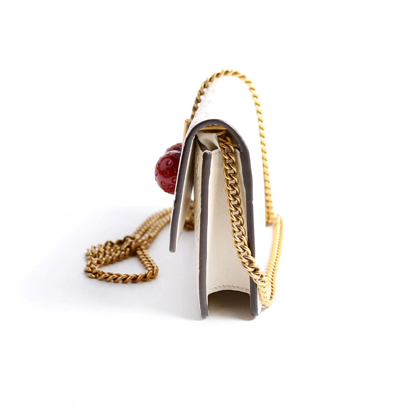 481291 GG Leather Cherries Mini Bag Ivory/Red - Image 4