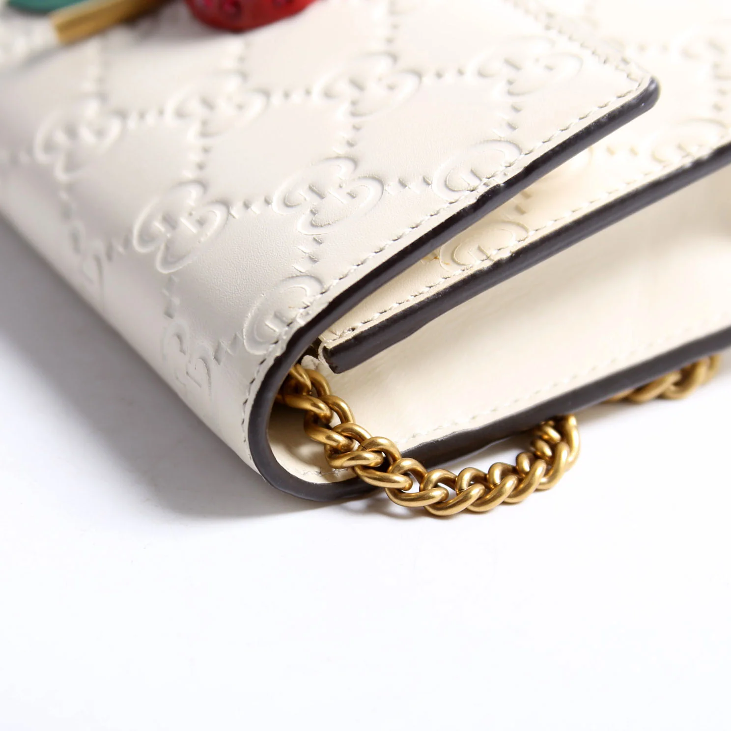 481291 GG Leather Cherries Mini Bag Ivory/Red - Image 9