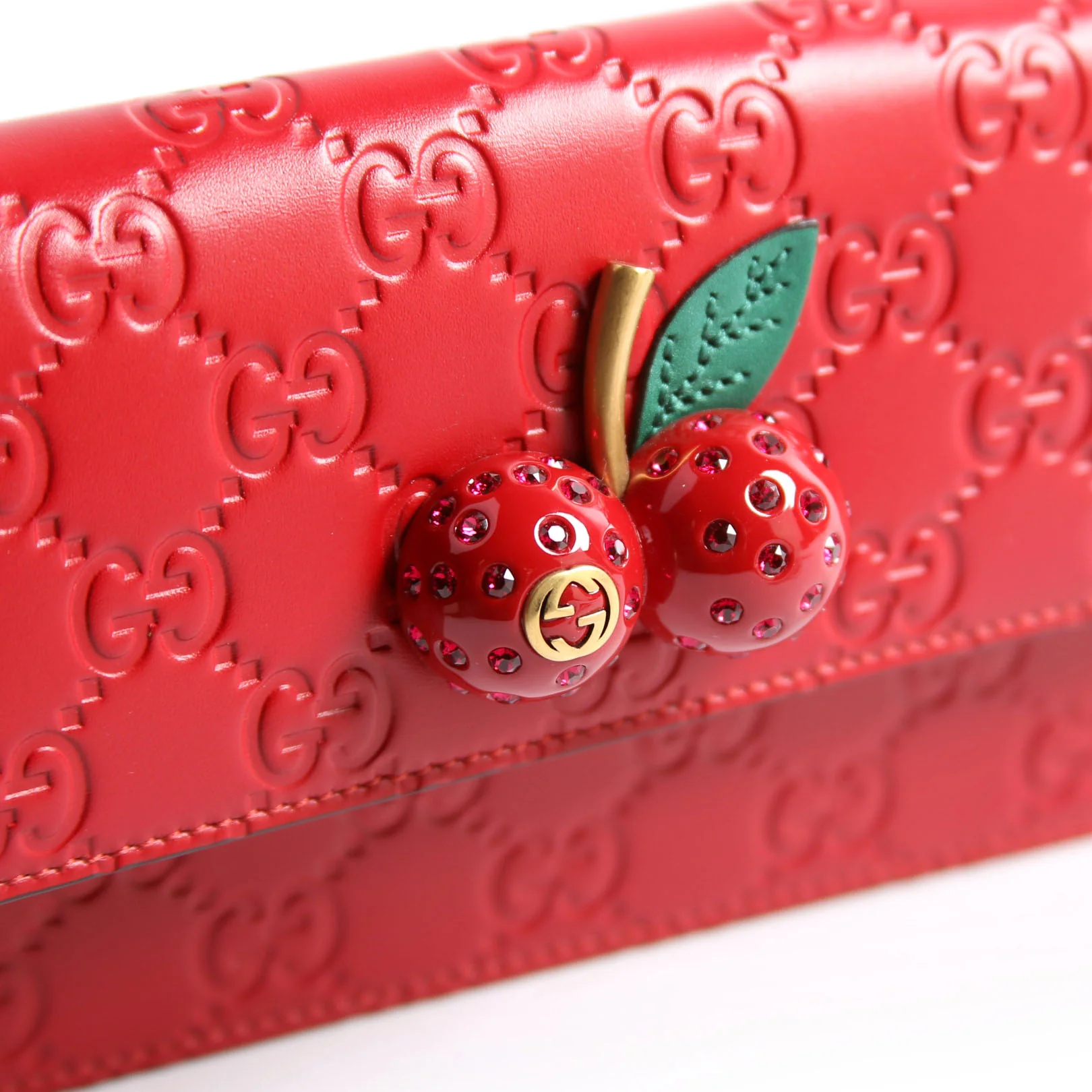 481291 GG Leather Cherries Mini Bag Red - Image 10
