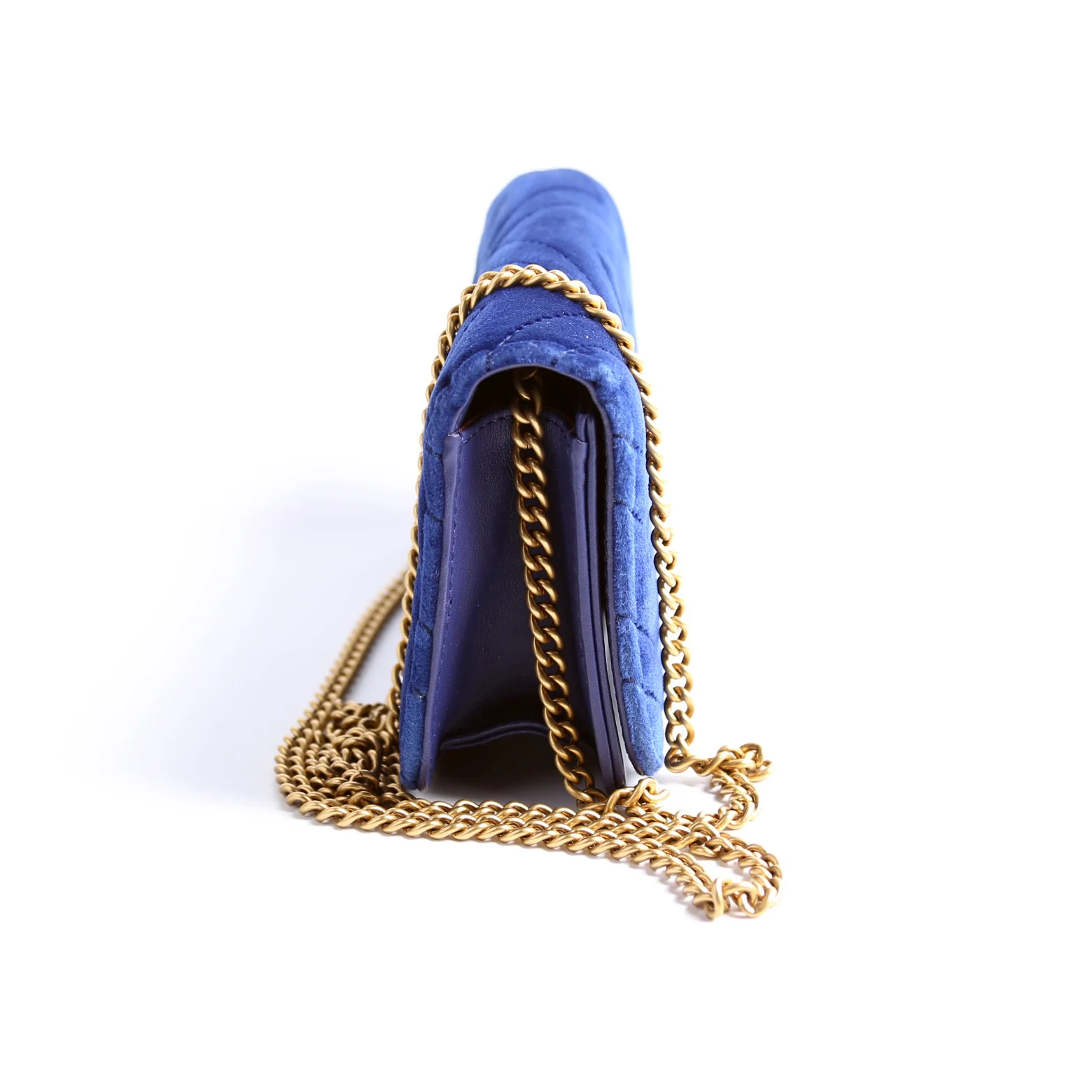 488426 GG Marmont Velvet Mini Bag Blue - Image 3
