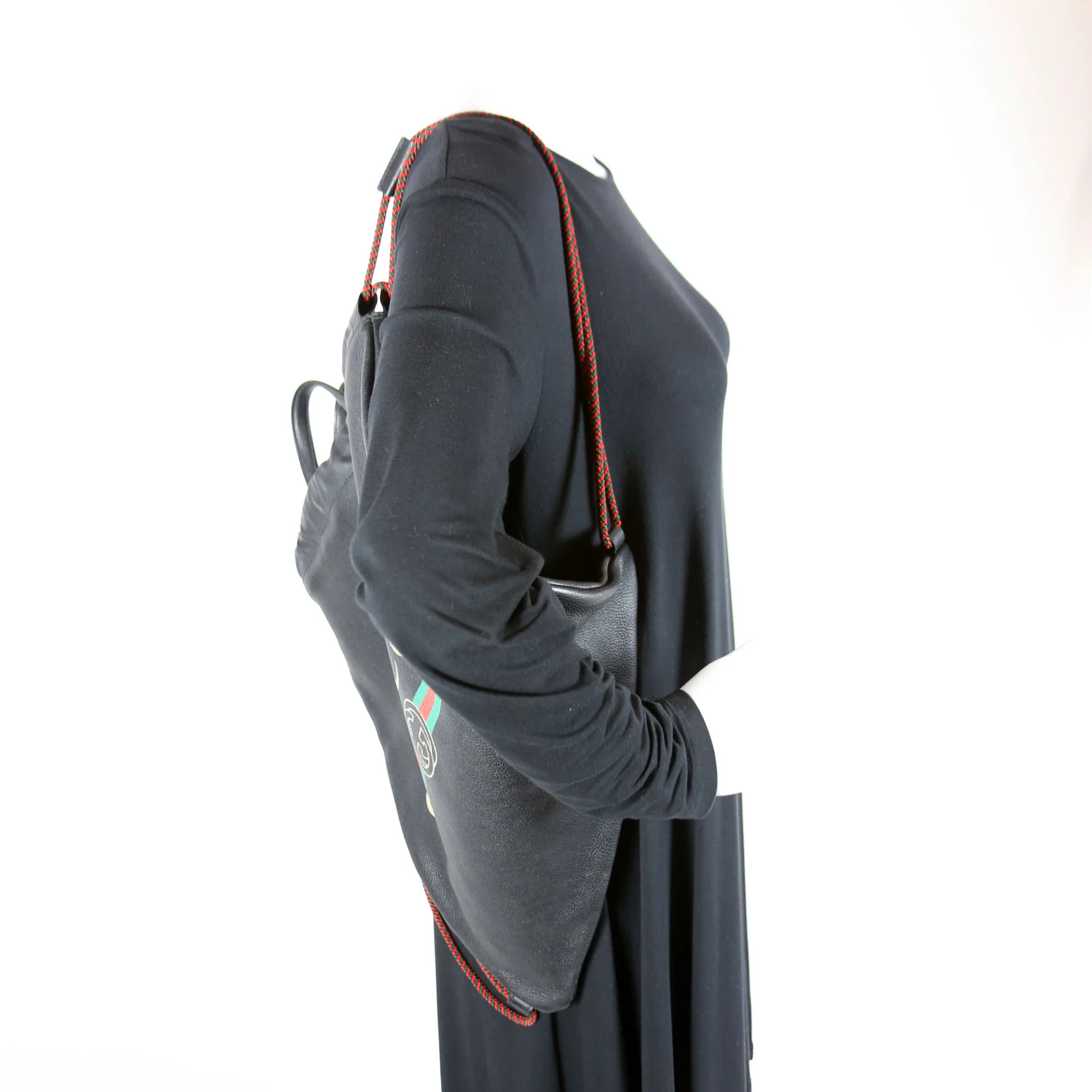 494053 Retro Logo Drawstring Backpack Black - Image 11