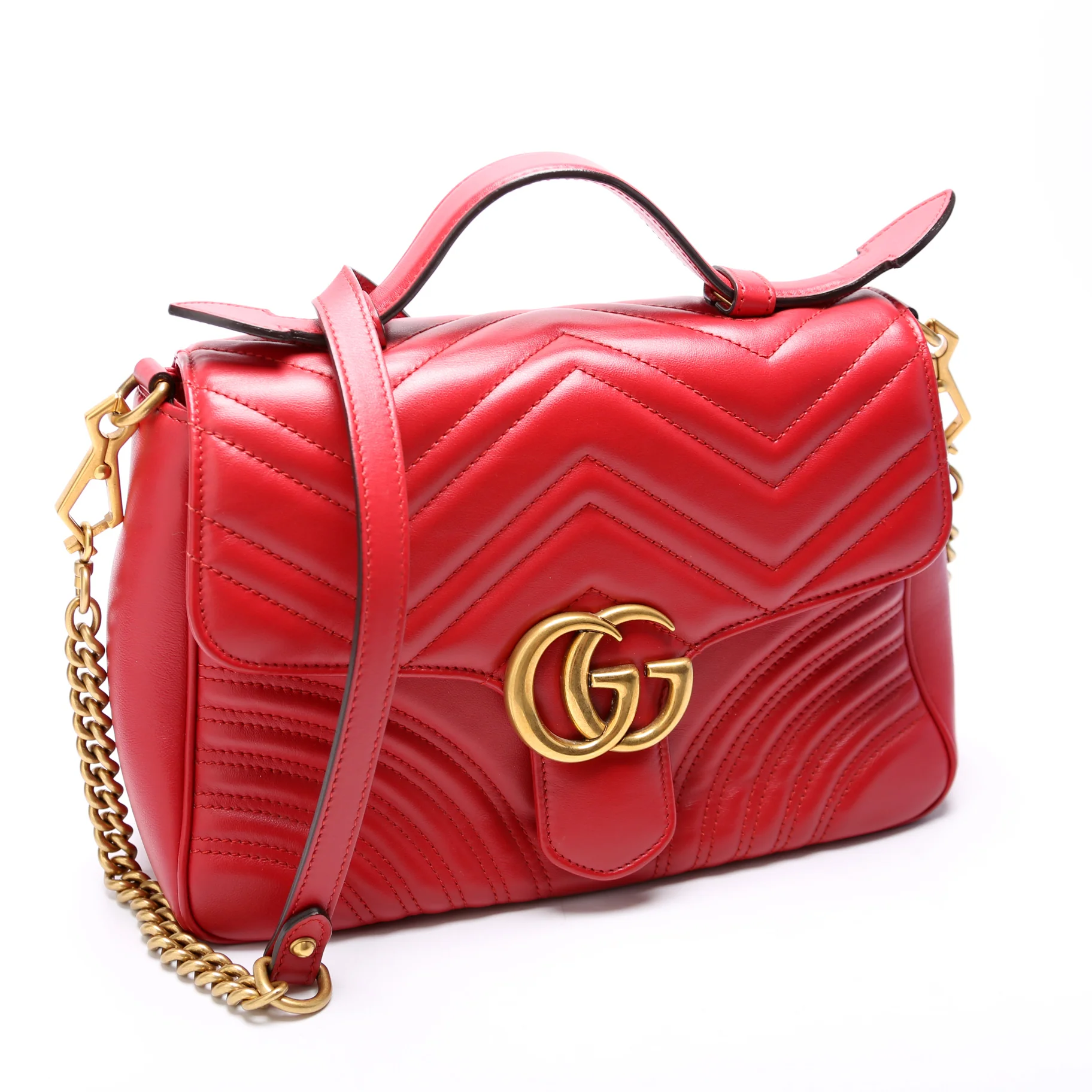 498110 GG Marmont Small Top Handle Red - Image 2