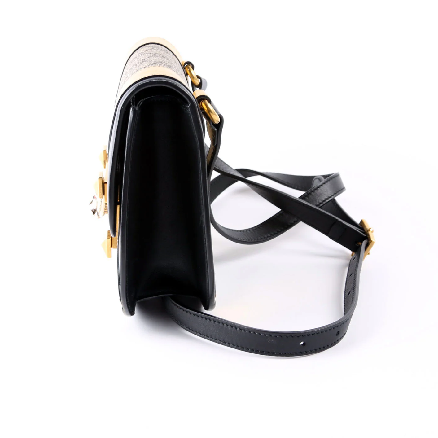 500781 GG Supreme Calfskin Osiride Shoulder Bag Black/Gold - Image 4