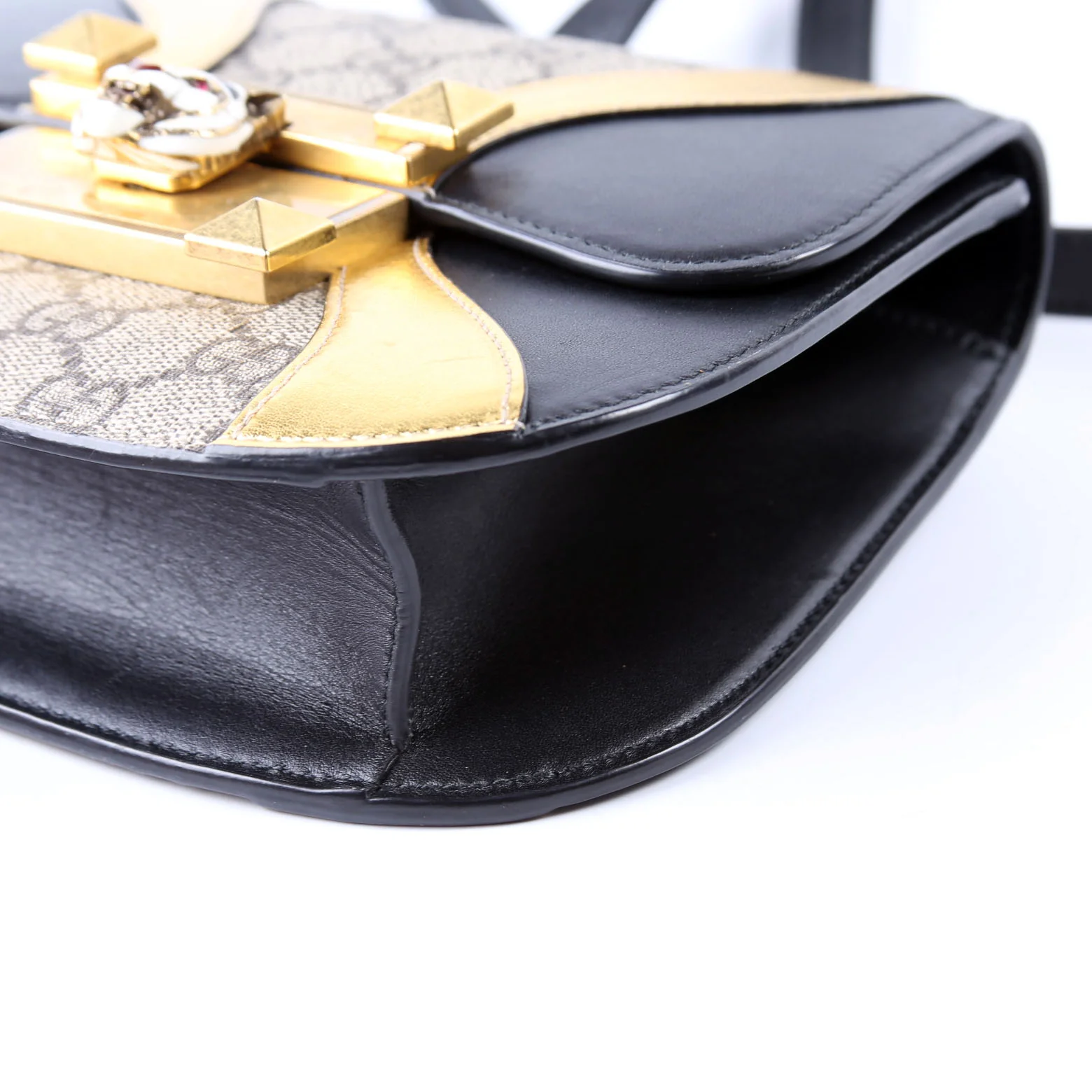 500781 GG Supreme Calfskin Osiride Shoulder Bag Black/Gold - Image 7