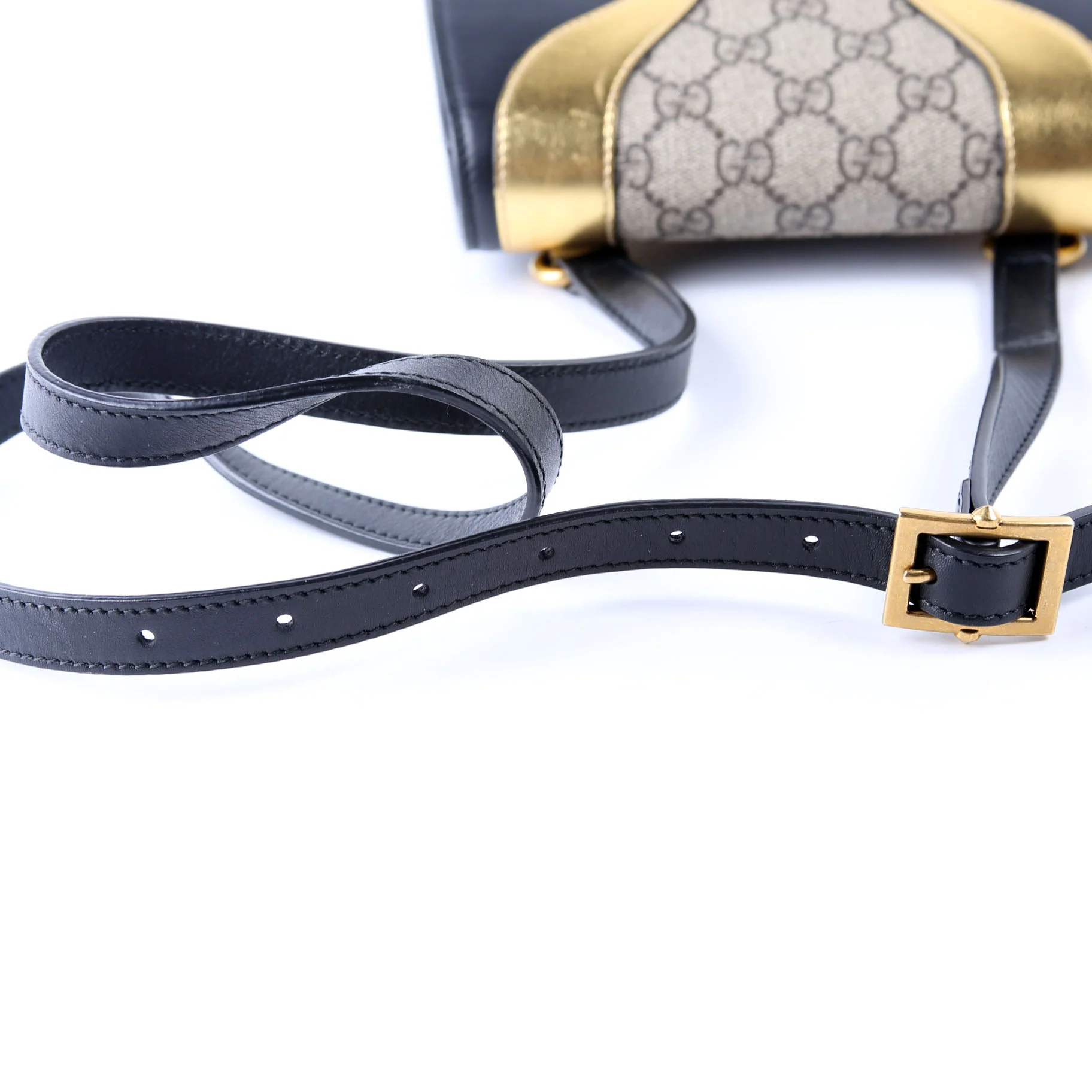 500781 GG Supreme Calfskin Osiride Shoulder Bag Black/Gold - Image 9