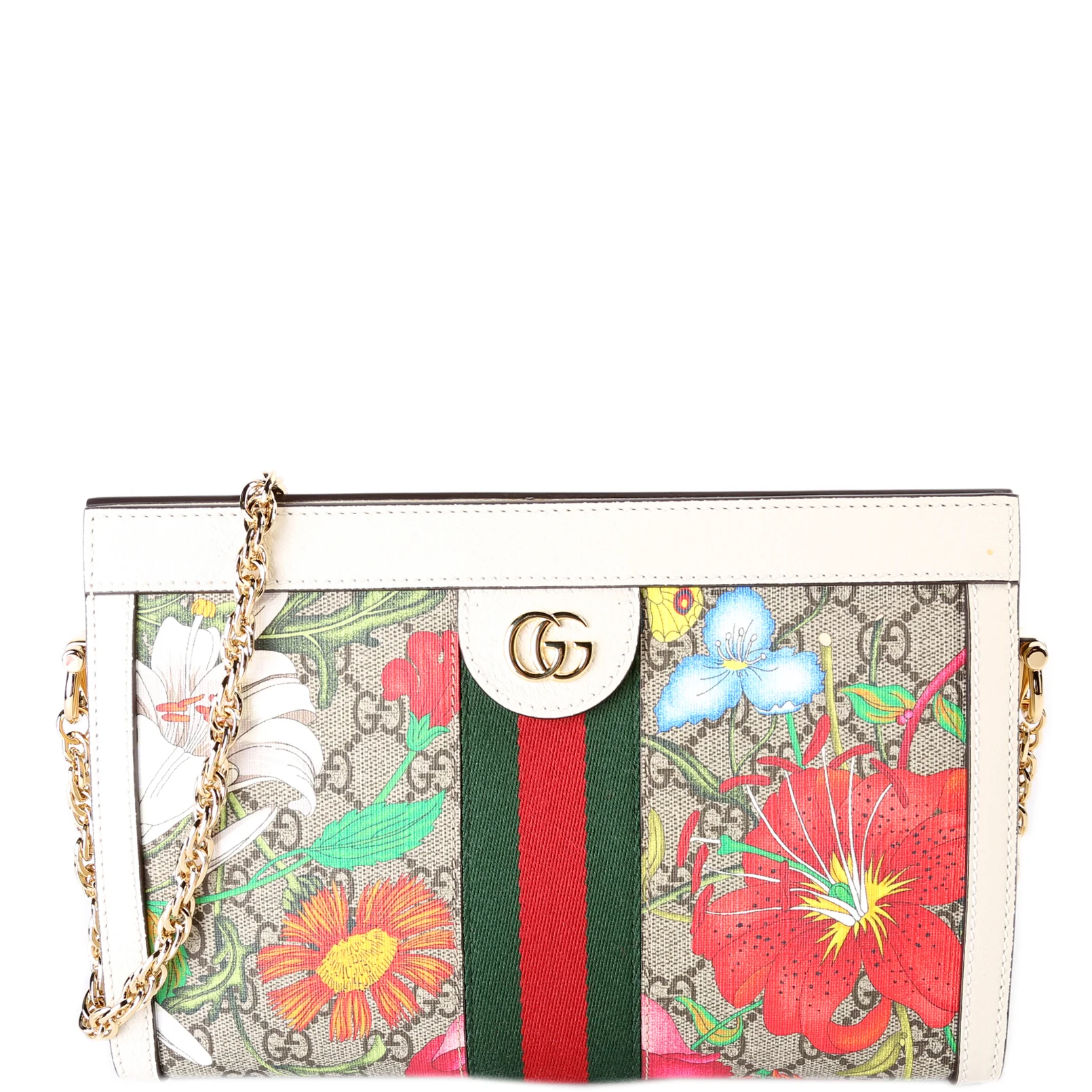 503877 GG Supreme Flora Ophidia Small Chain White