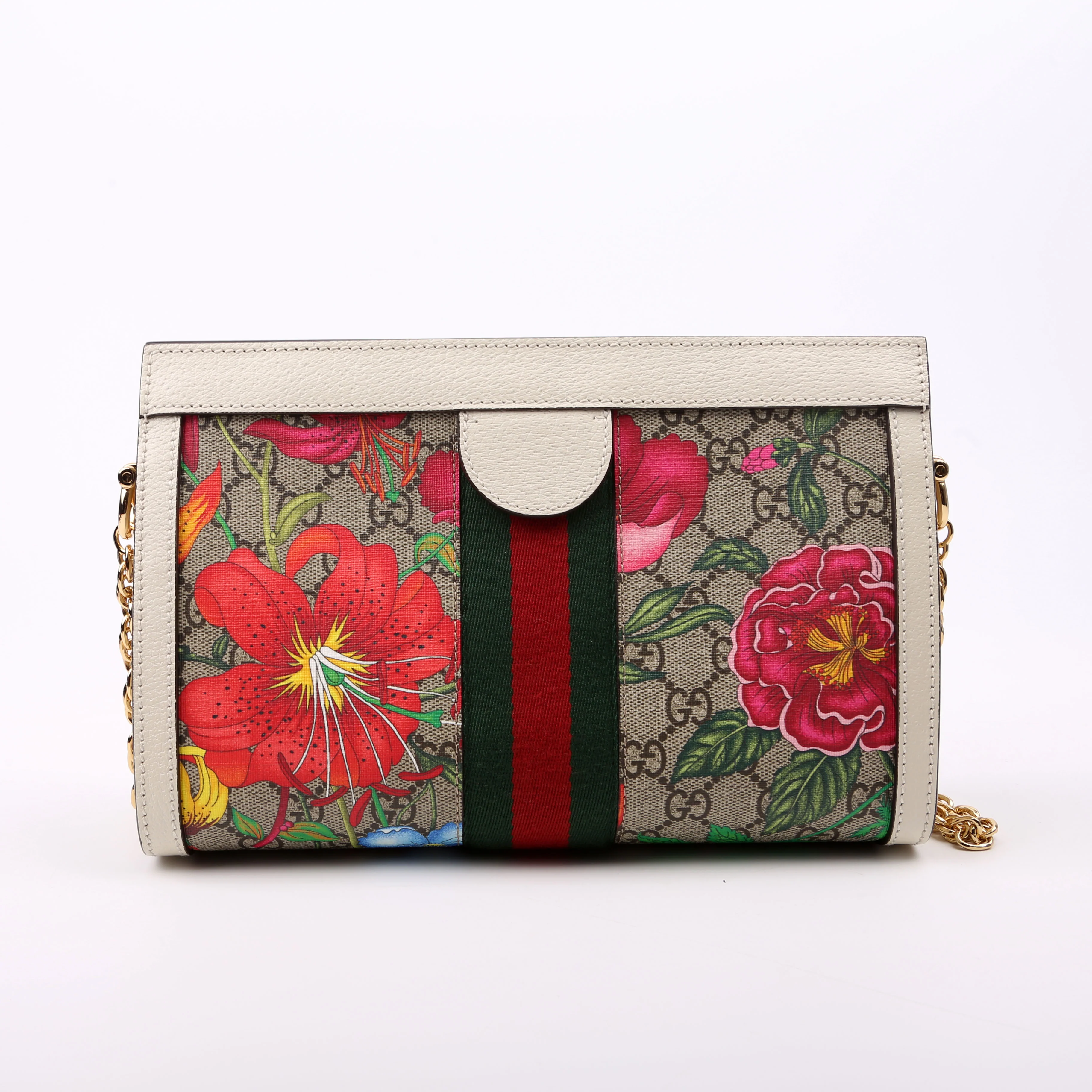 503877 GG Supreme Flora Ophidia Small Chain White - Image 3