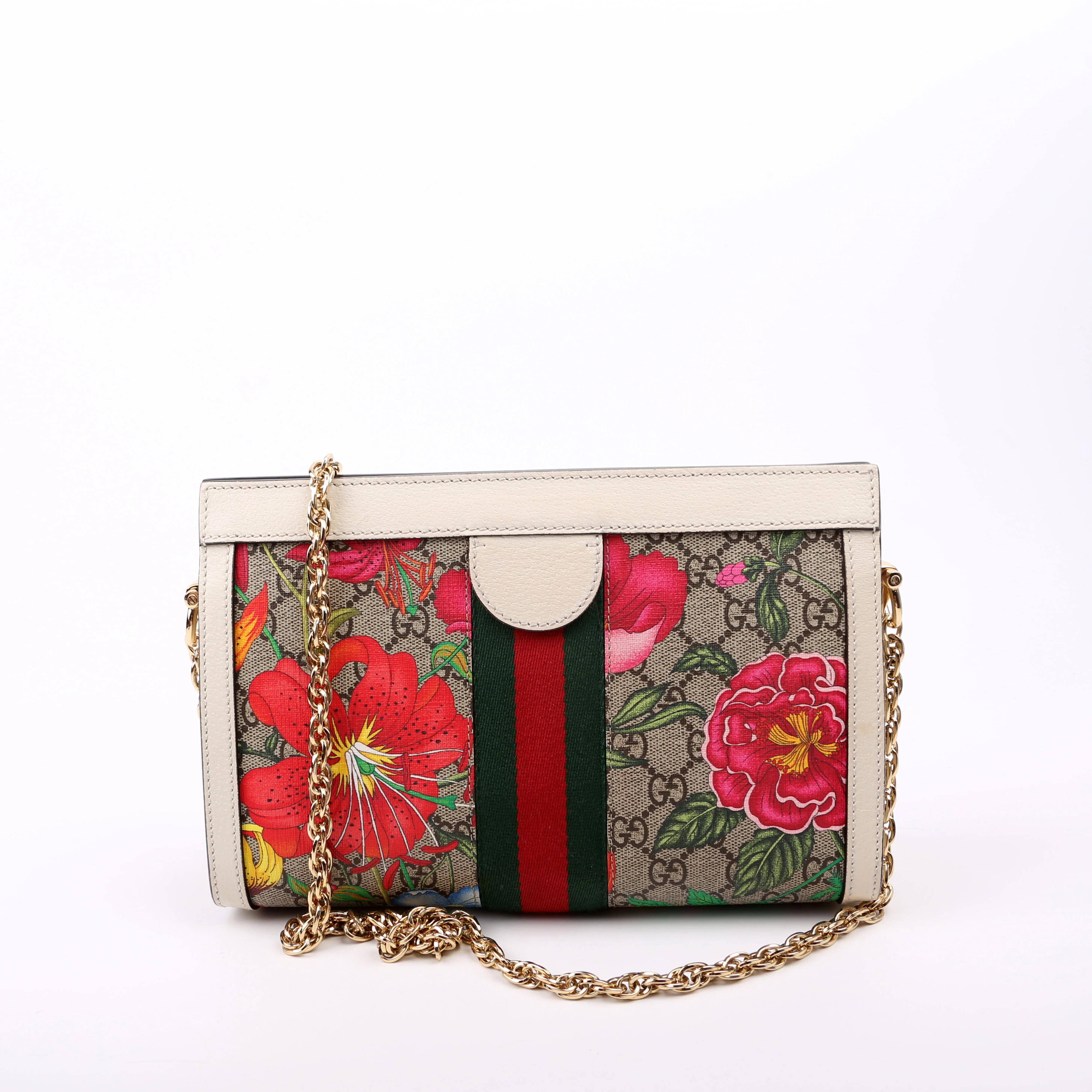 503877 GG Supreme Flora Ophidia Small Chain White - Image 3