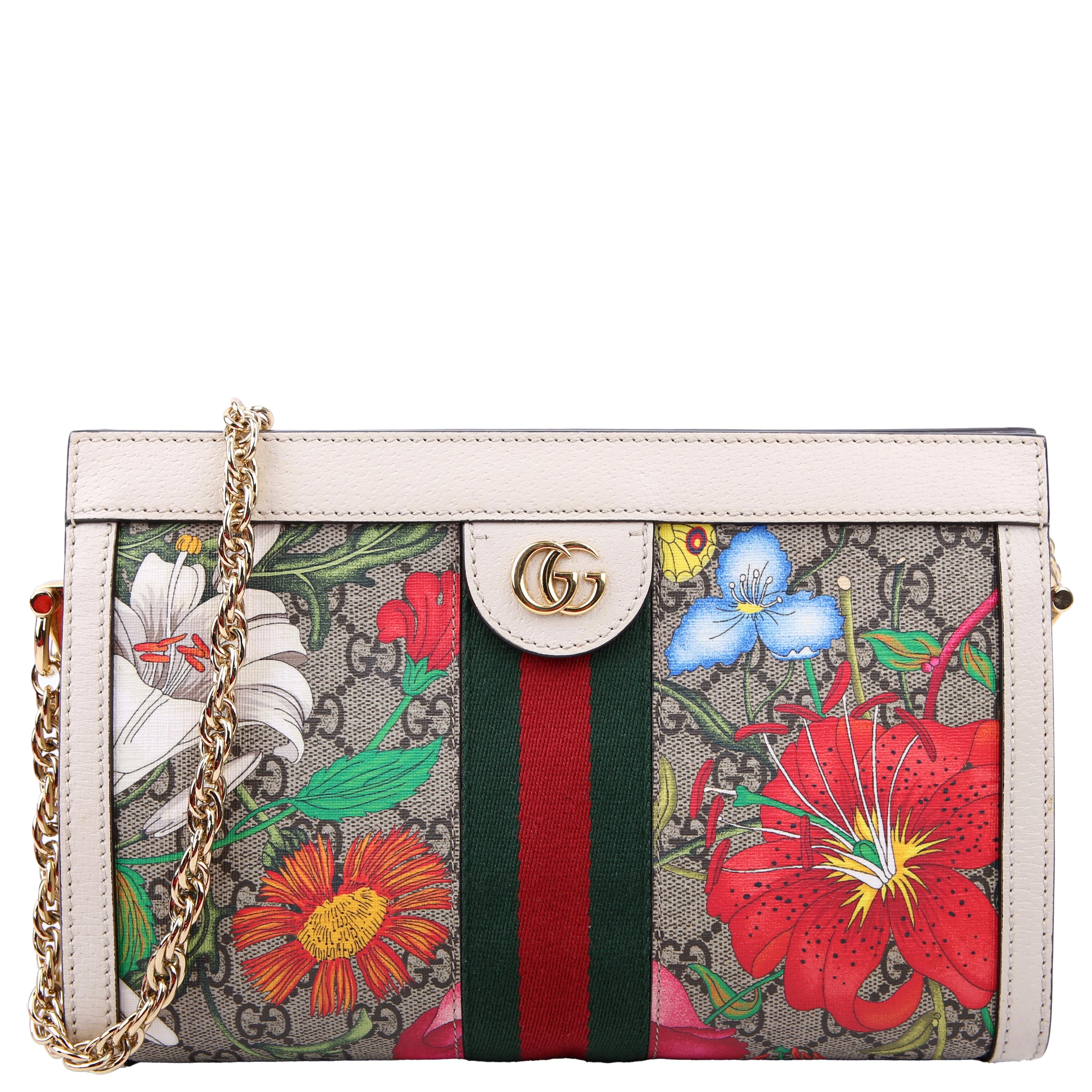 503877 GG Supreme Flora Ophidia Small Chain White