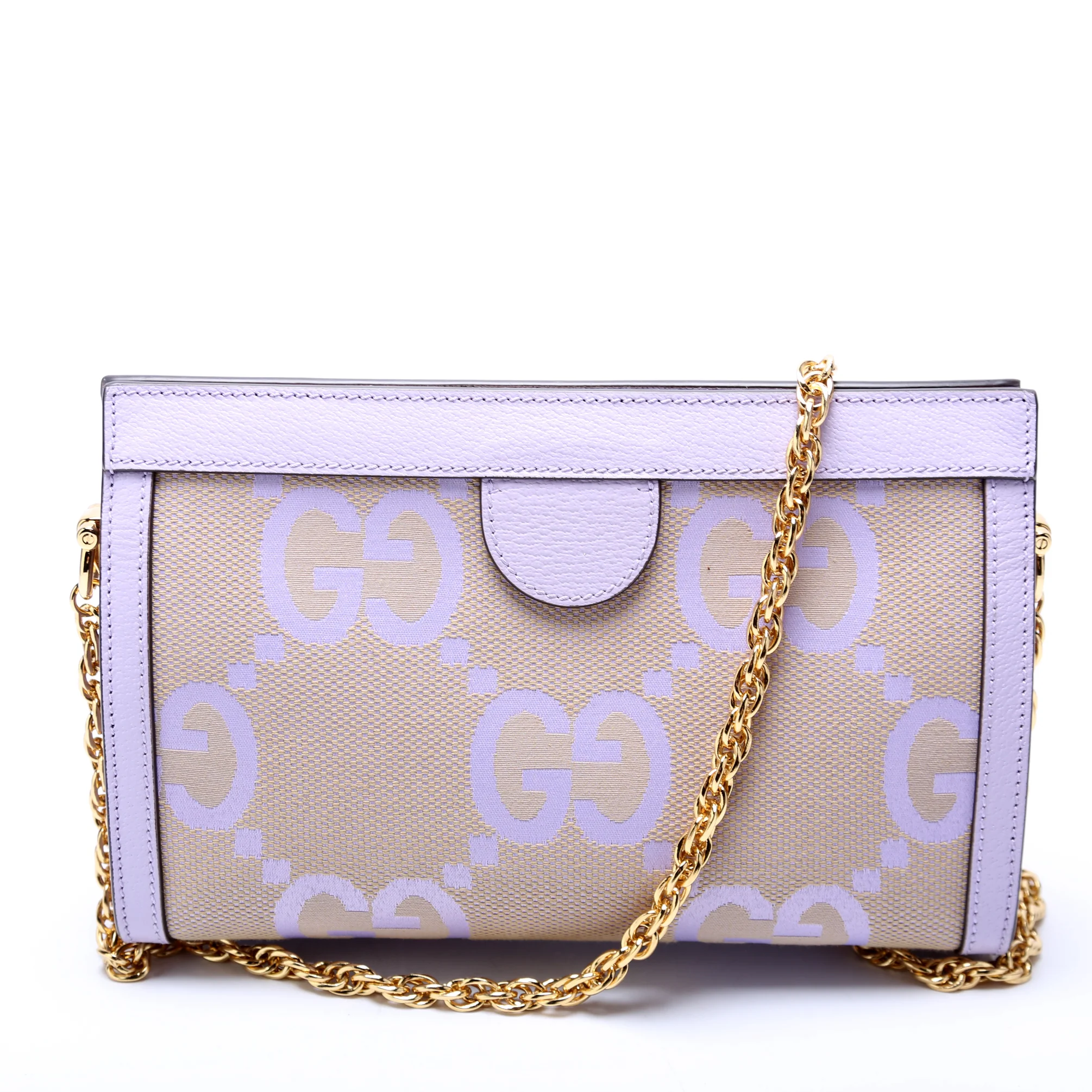 503877 Ophidia Jumbo GG Canvas Small Shoulder Bag Purple/Beige - Image 3