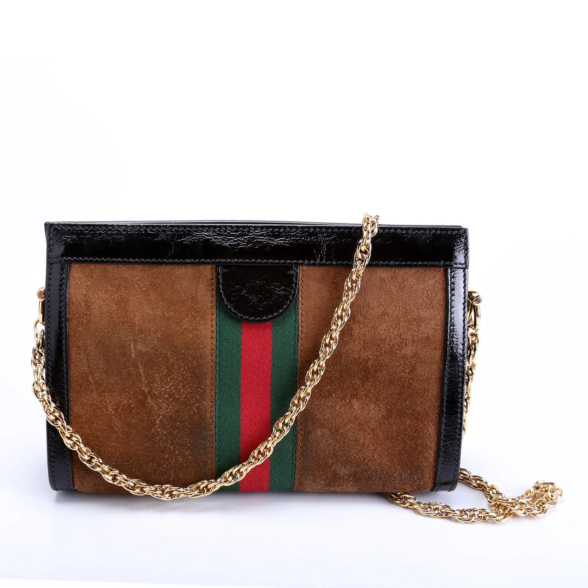 503877 Ophidia Suede Shoulder Small Brown/Black - Image 3