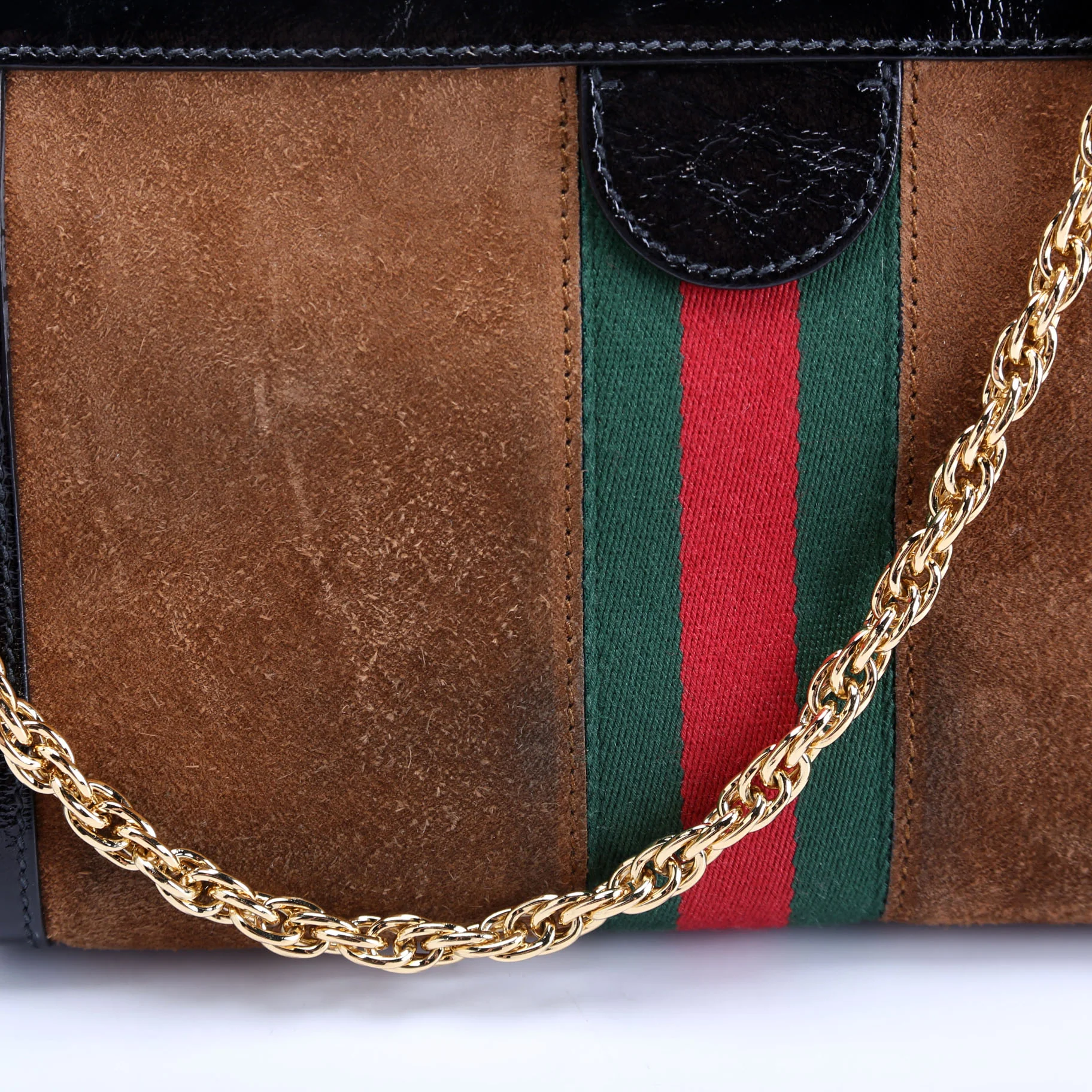 503877 Ophidia Suede Shoulder Small Brown/Black - Image 4