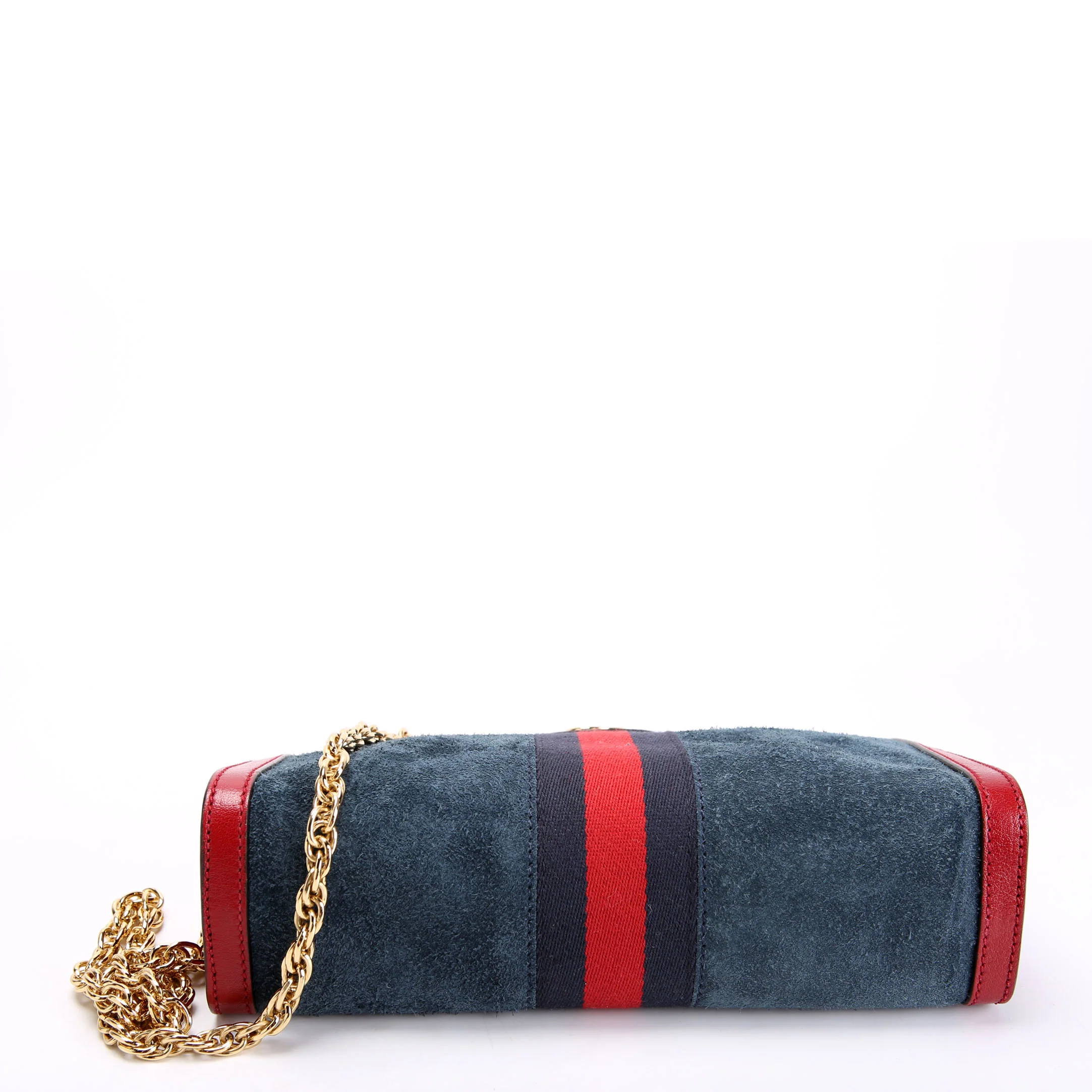 503877 Ophidia Suede Shoulder Small Navy/Red - Image 4