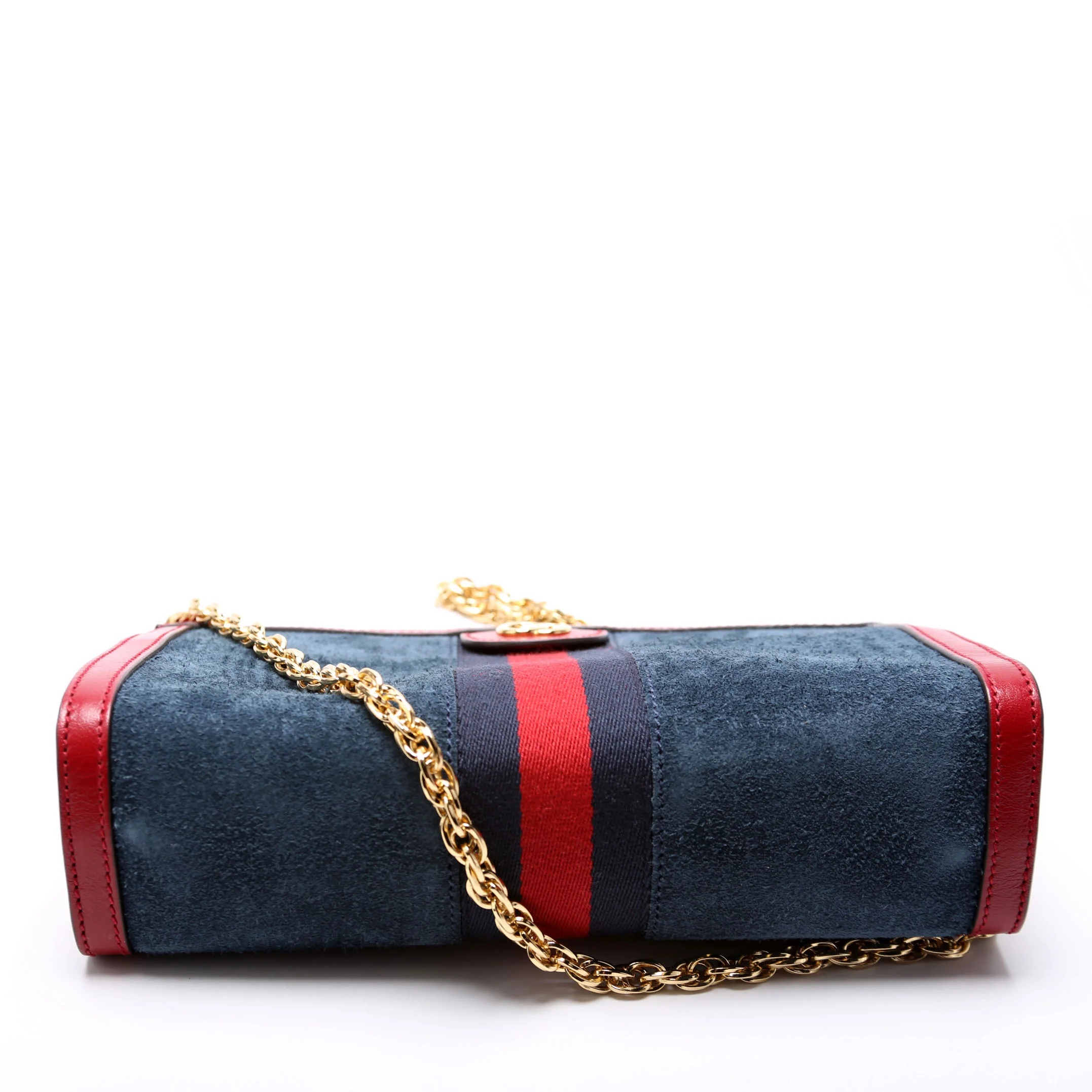 503877 Ophidia Suede Shoulder Small Navy/Red - Image 4