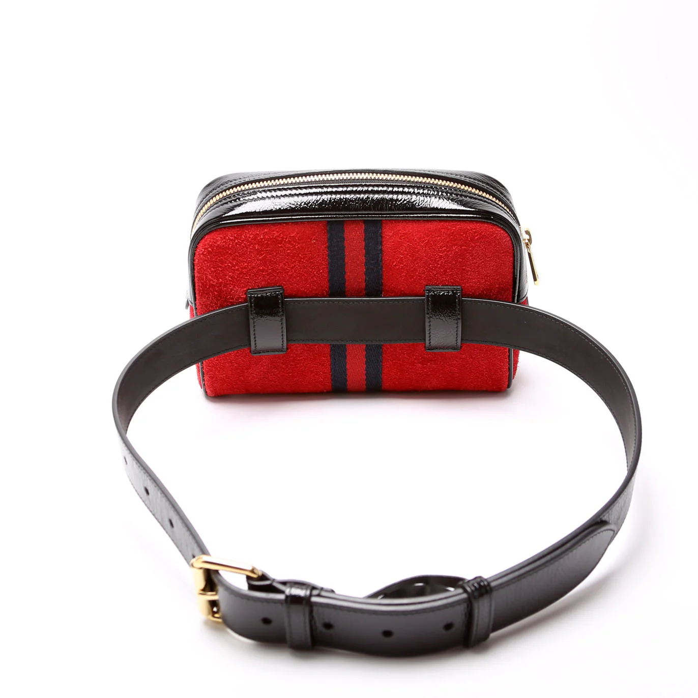 517076 Mini Ophidia Suede Belt Bag Red - Image 3