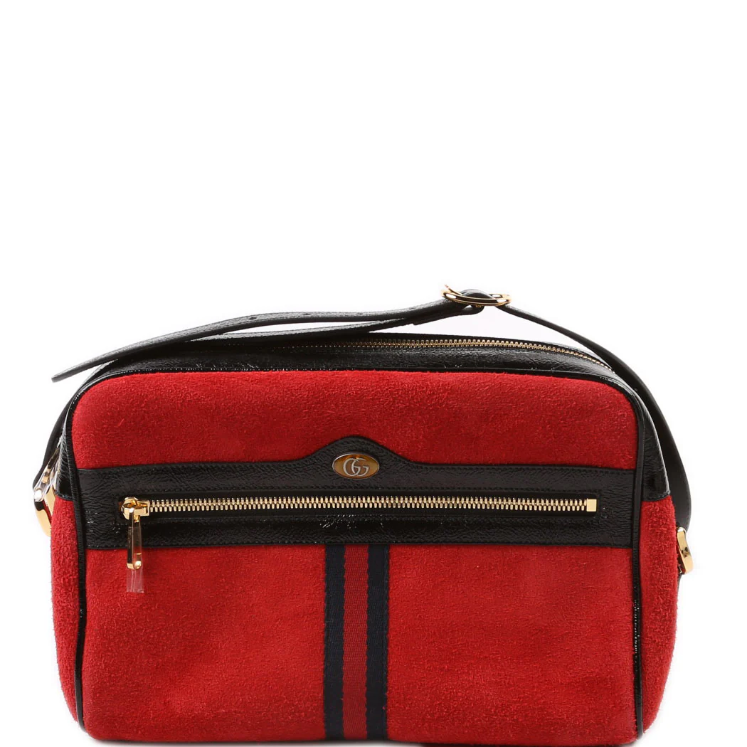 517080 Ophidia Suede Small Crossbody Red