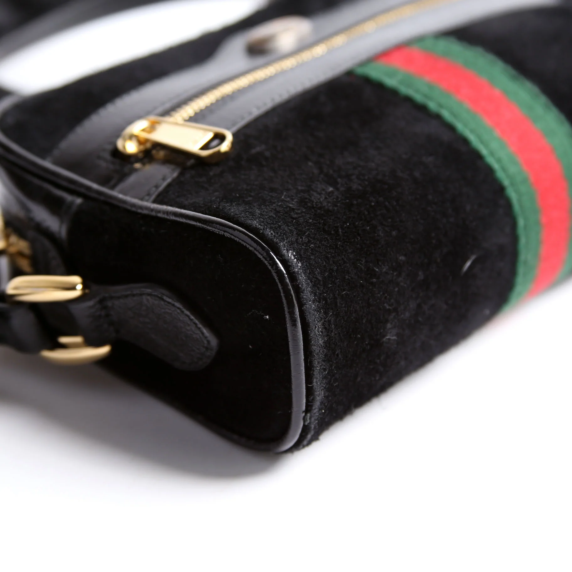 517350 GG Super Mini Suede Ophidia Black - Image 4
