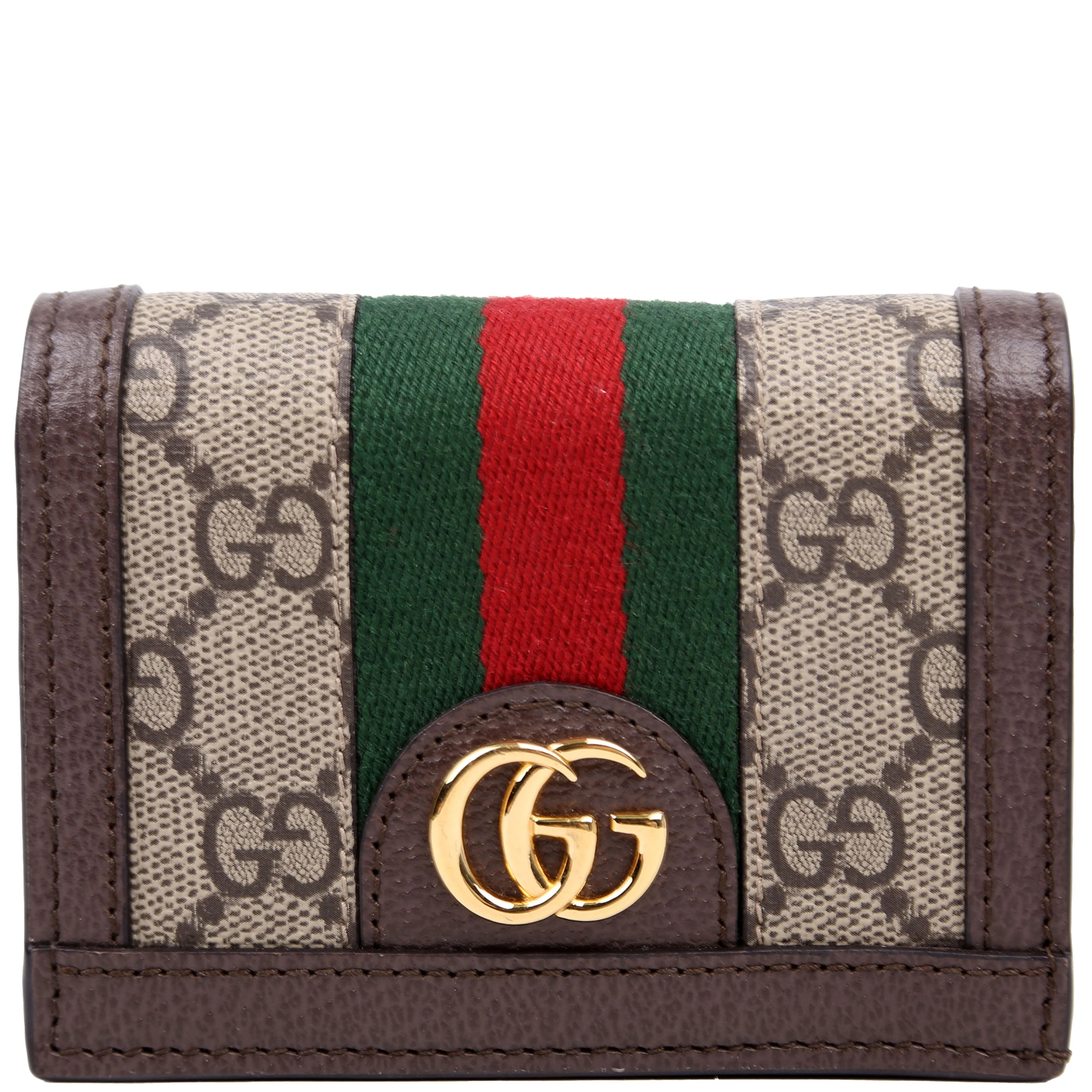 523155 Ophidia GG Card Case Wallet Brown