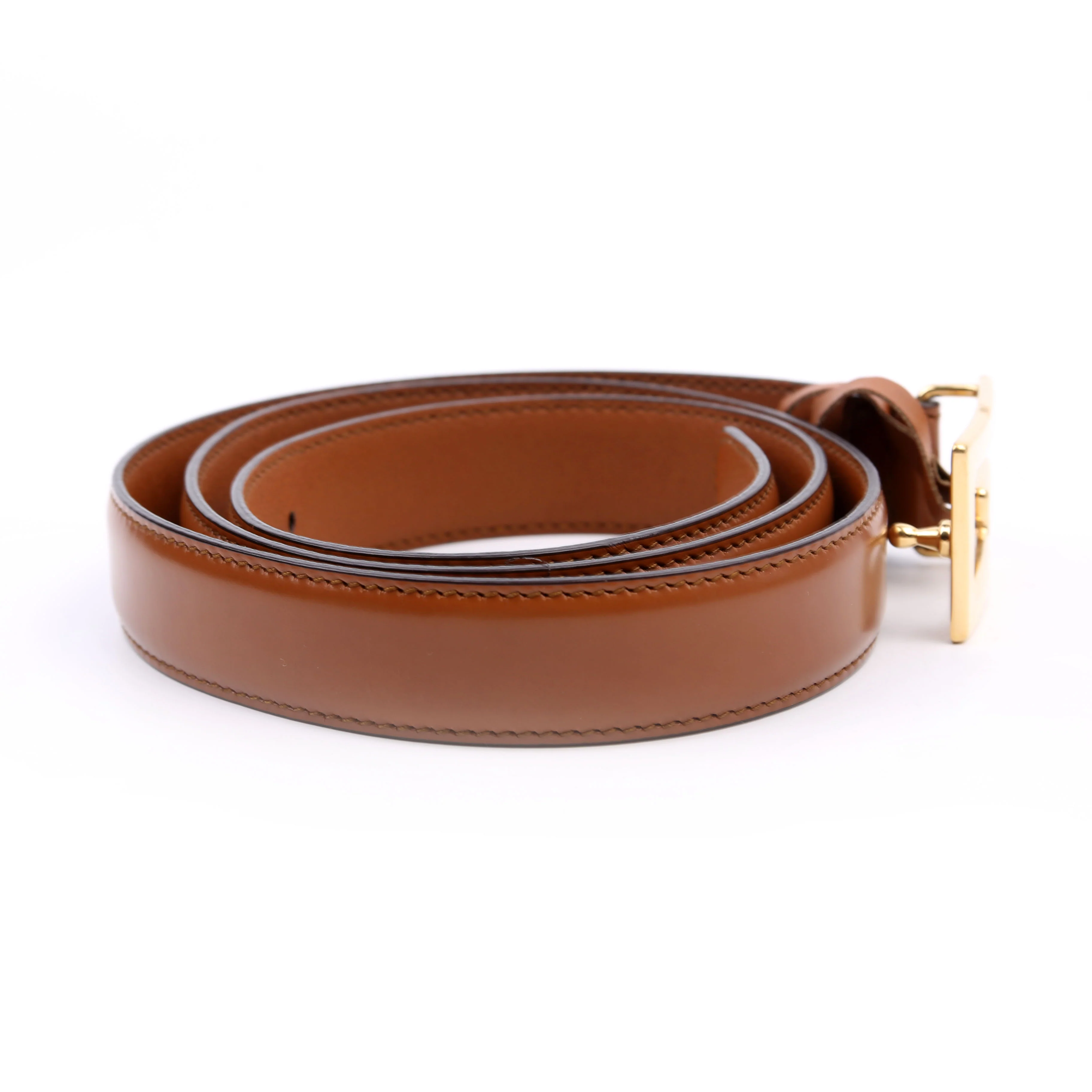 523305 Icaro G Cube 25MM Calfskin Belt Size 95/38 Brown - Image 4