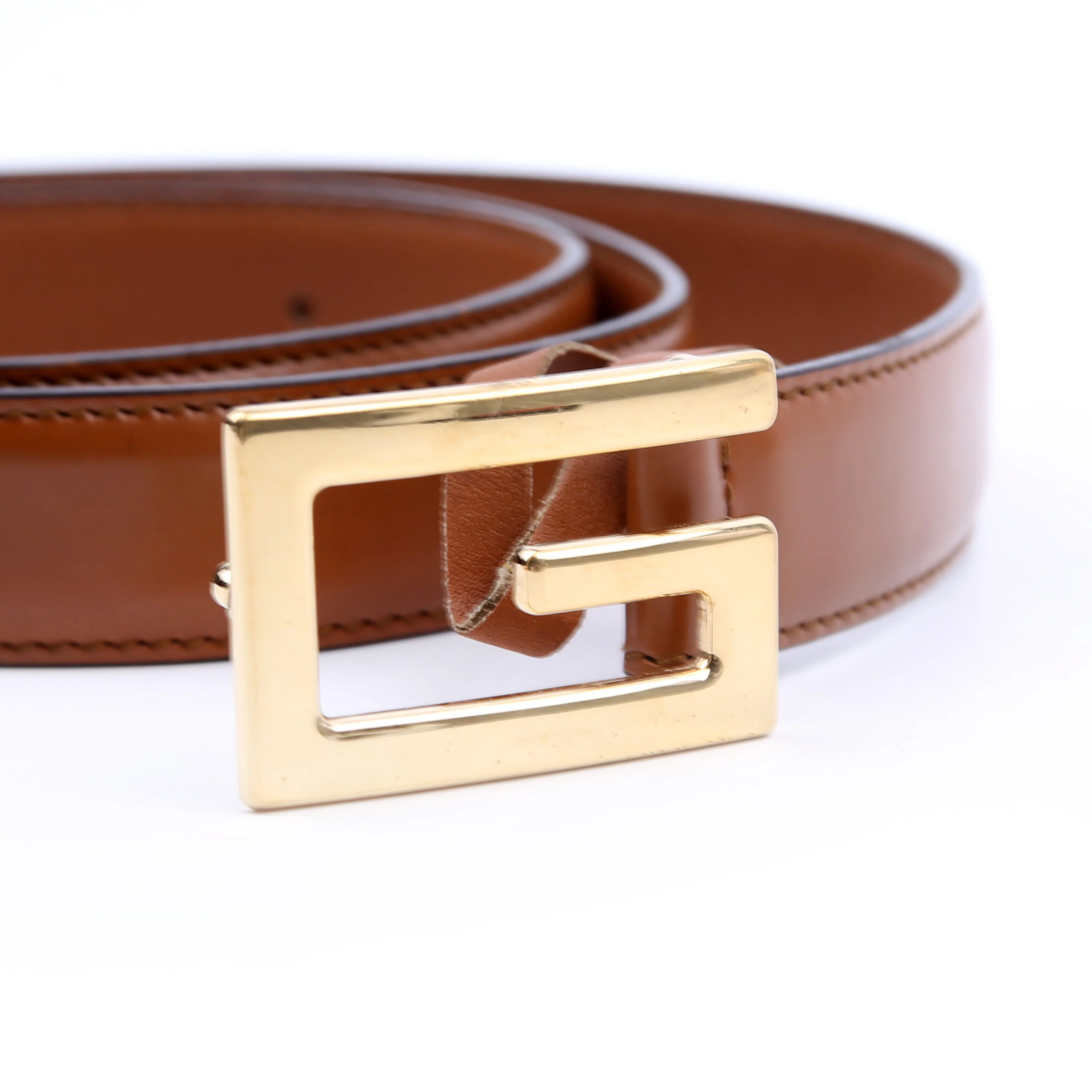 523305 Icaro G Cube 25MM Calfskin Belt Size 95/38 Brown - Image 6