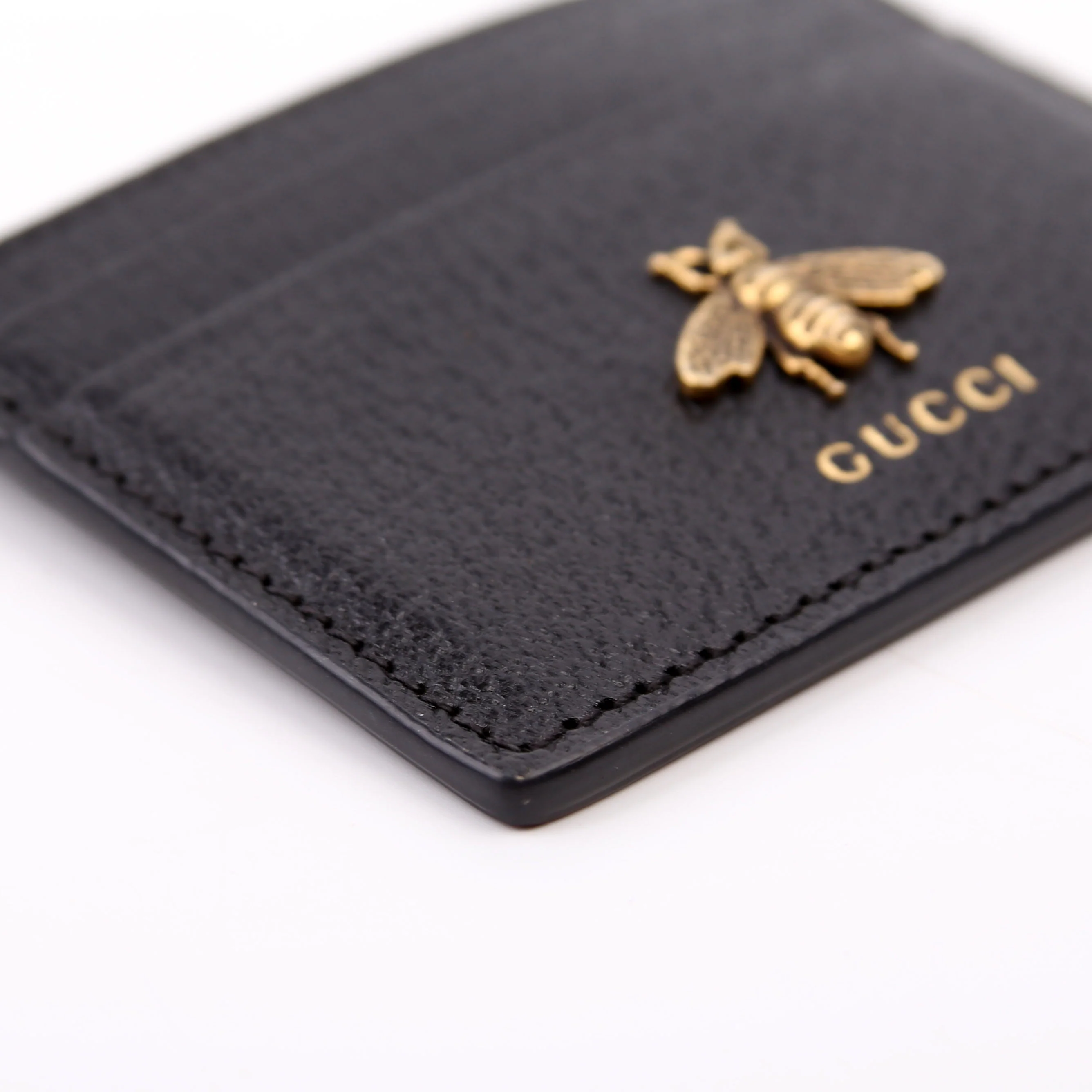 523685 Animalier Leather Card Holder Black - Image 5