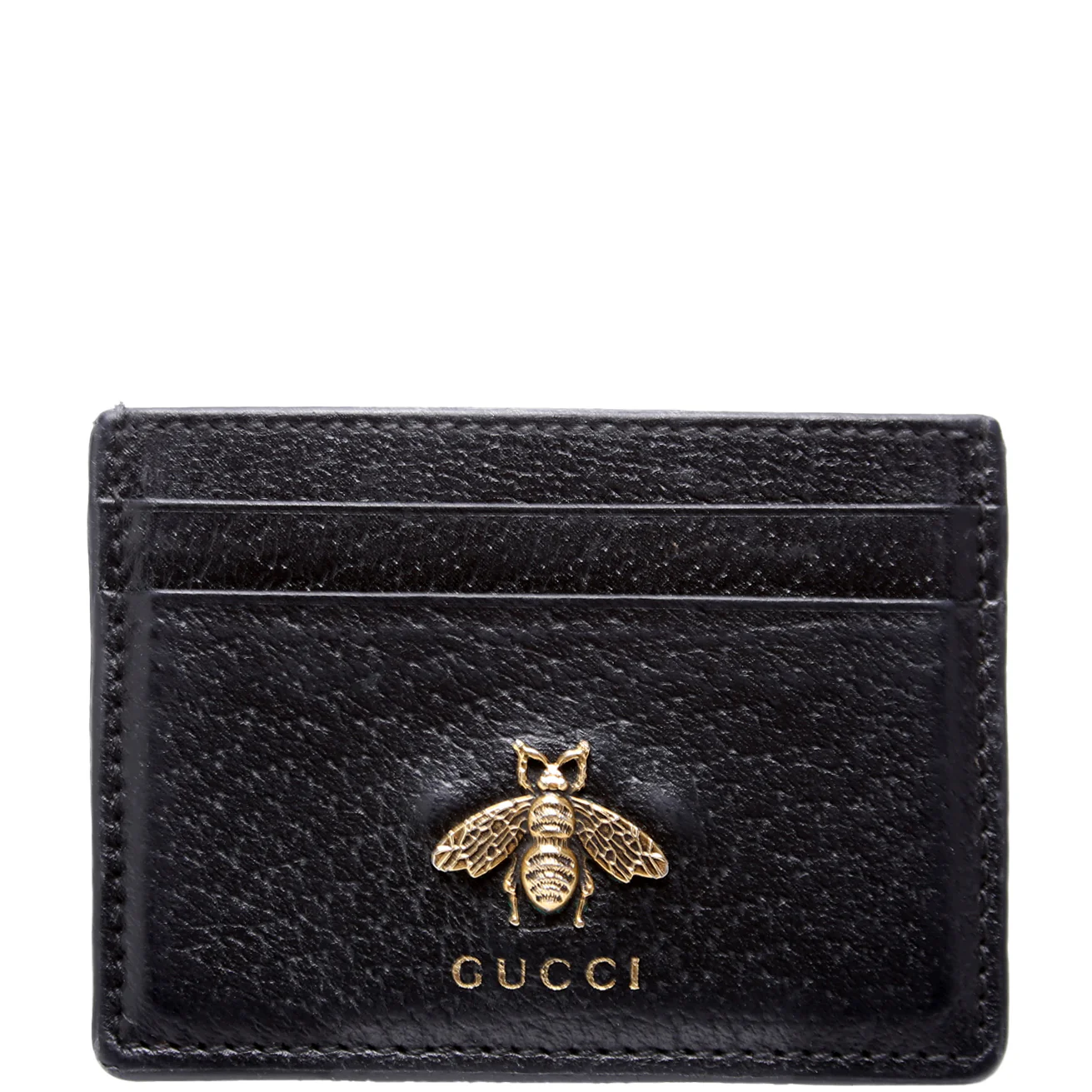 523685 Animalier Leather Card Holder Black