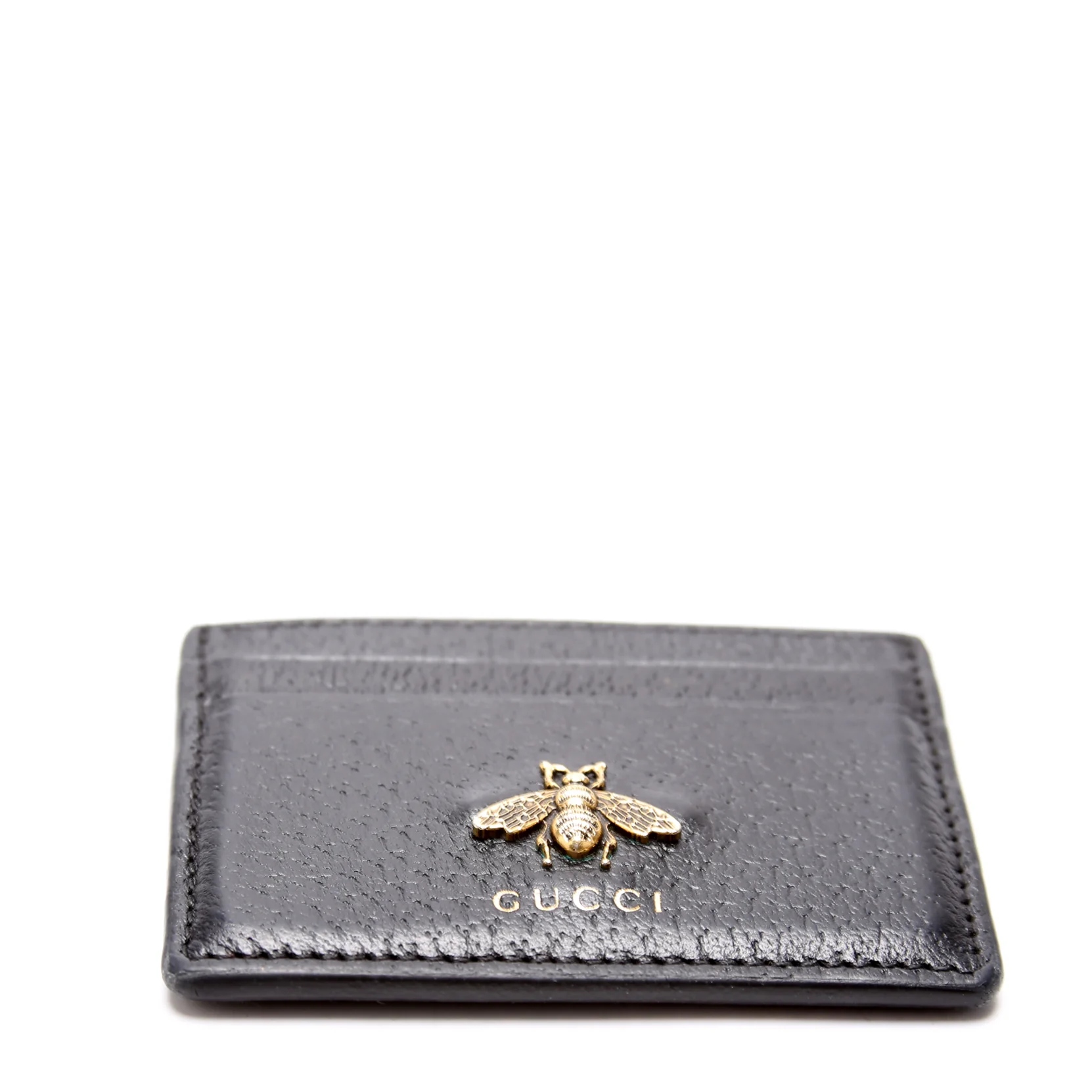 523685 Animalier Leather Card Holder Black - Image 4