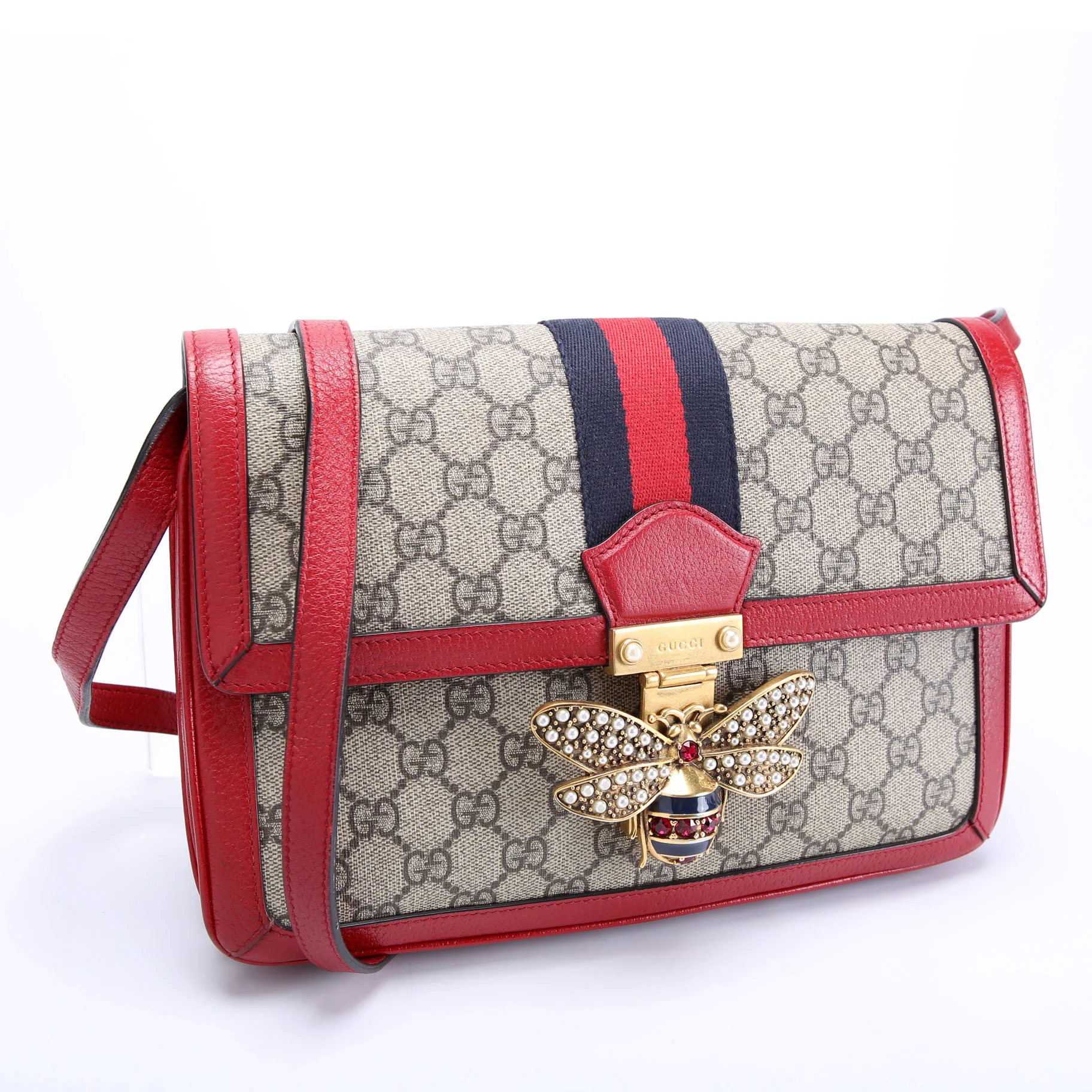 524356 GG Supreme Queen Margaret Medium Shoulder Bag Beige/Red - Image 2