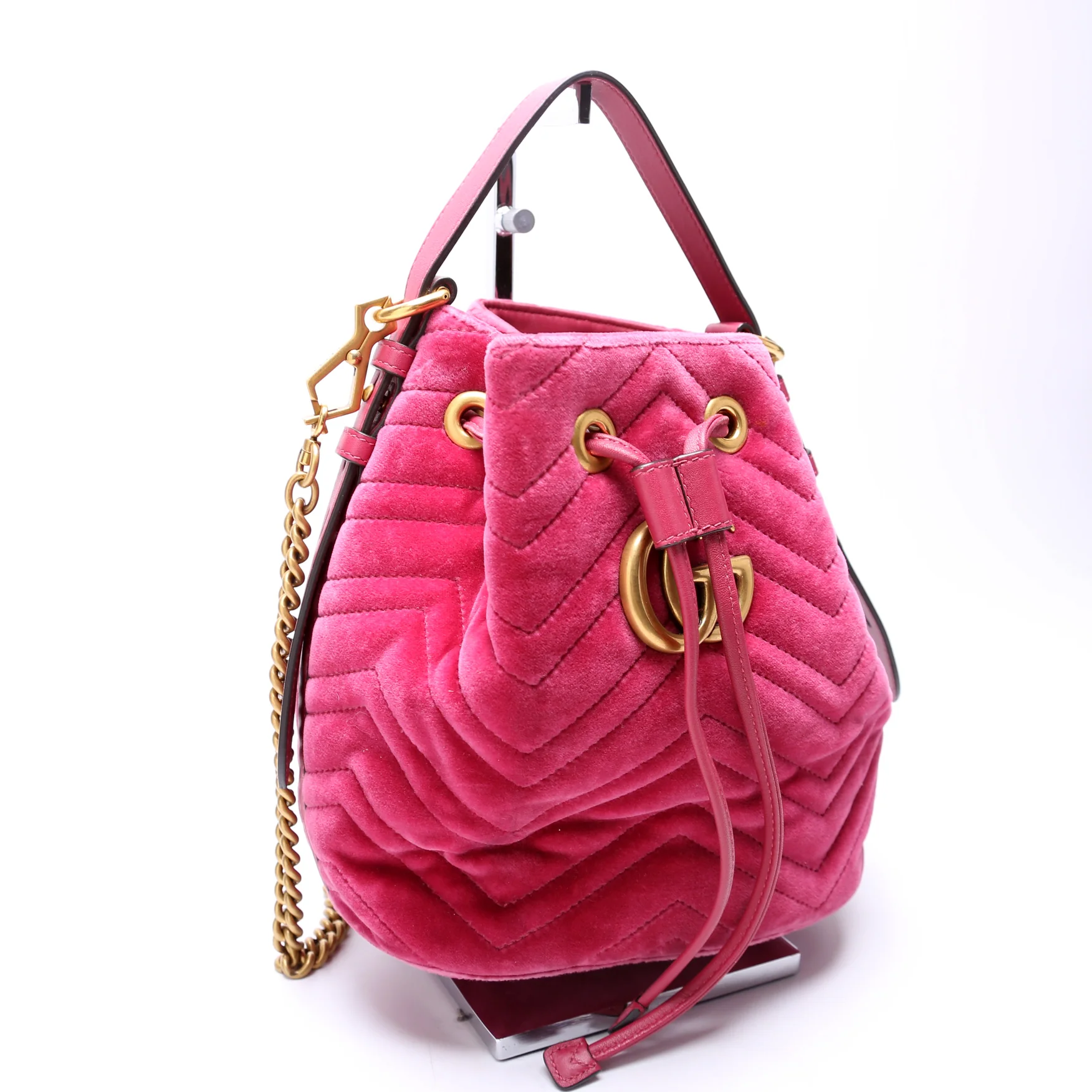 525081 GG Marmont Velvet Bucket Bag Pink - Image 2