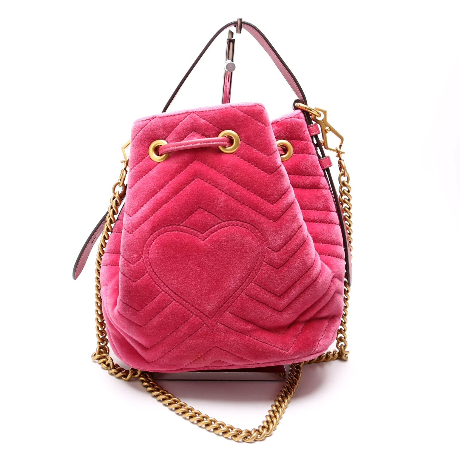 525081 GG Marmont Velvet Bucket Bag Pink - Image 3