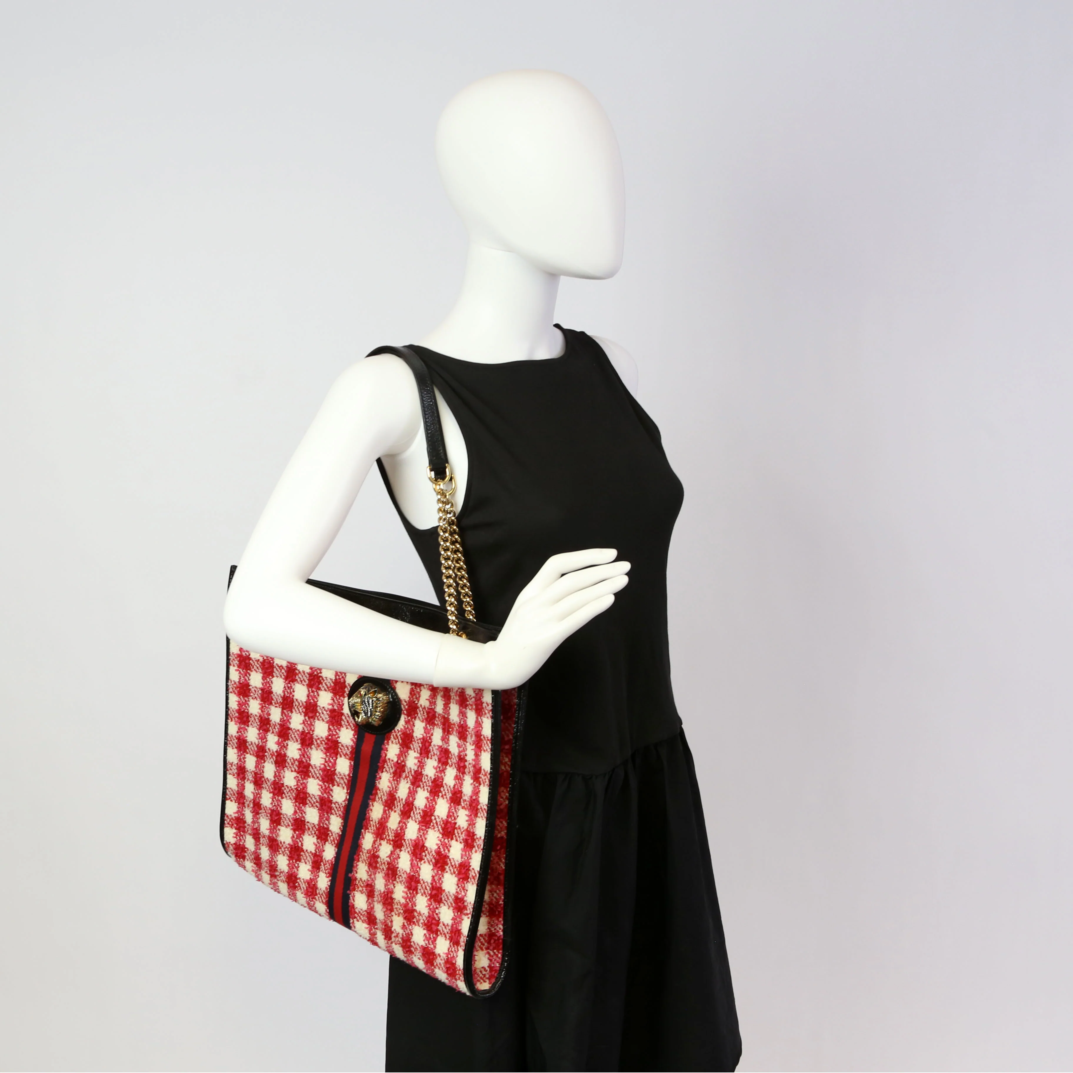 537219 Rajah Chain GG Tweed Tote Red/Pink - Image 11