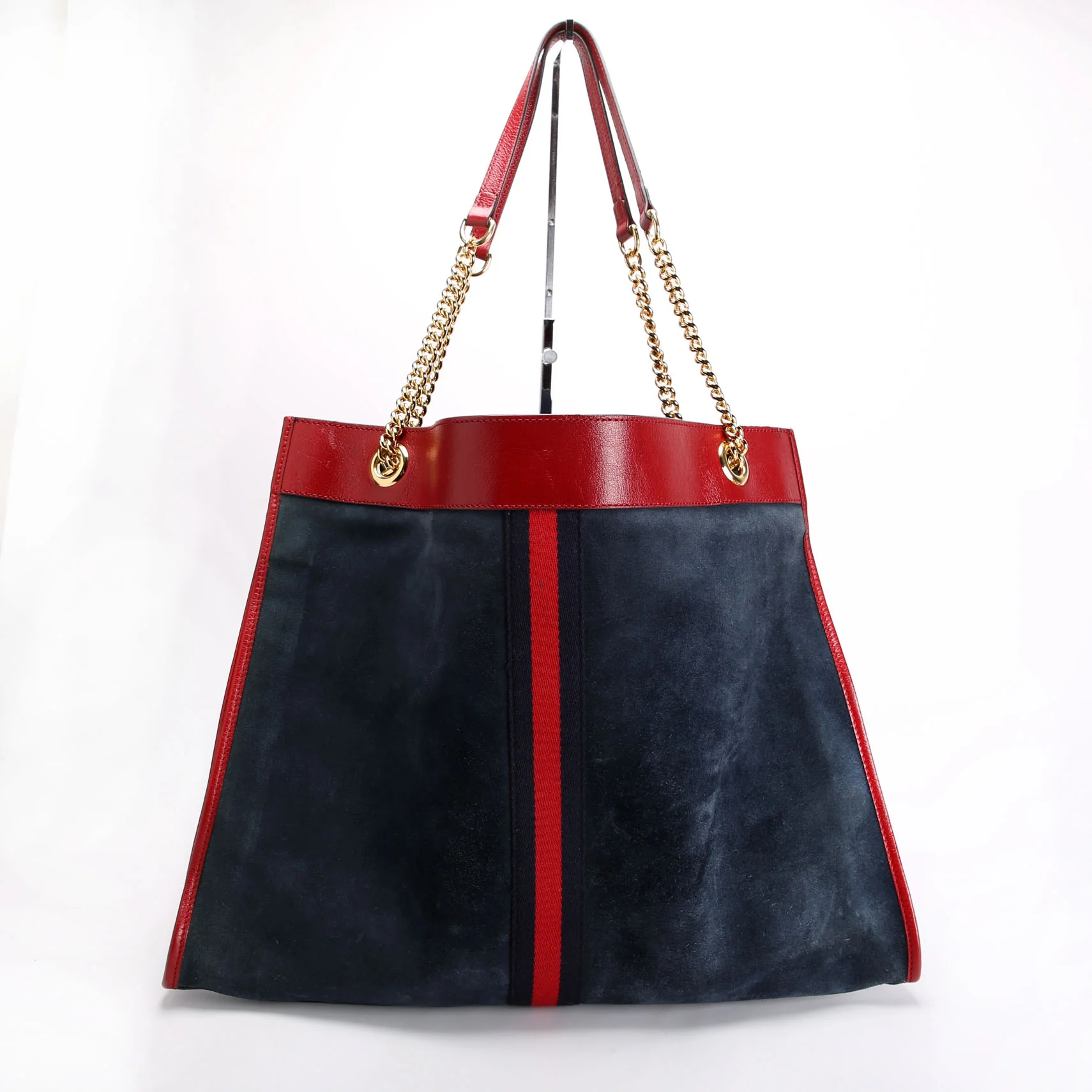 537219 Rajah Tote Suede Blue/Red - Image 3