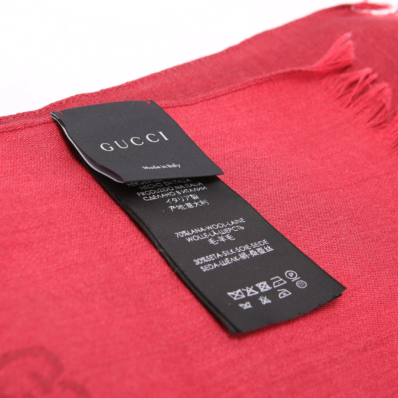 542984 GG Wool/Silk Scarf 70 X 200CM Red - Image 5